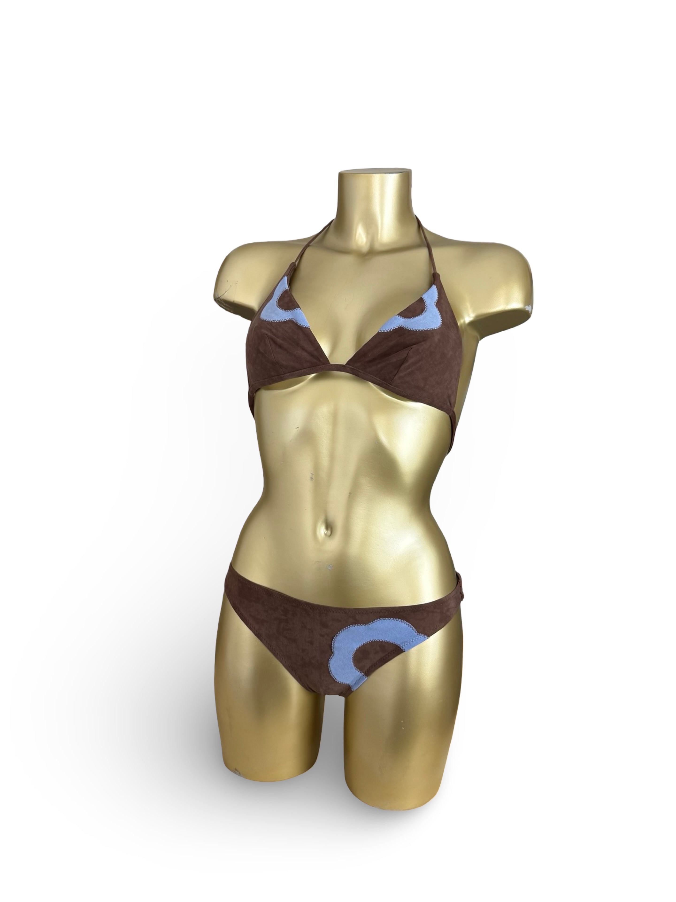 Brown suede low rise bikini set (S/M)