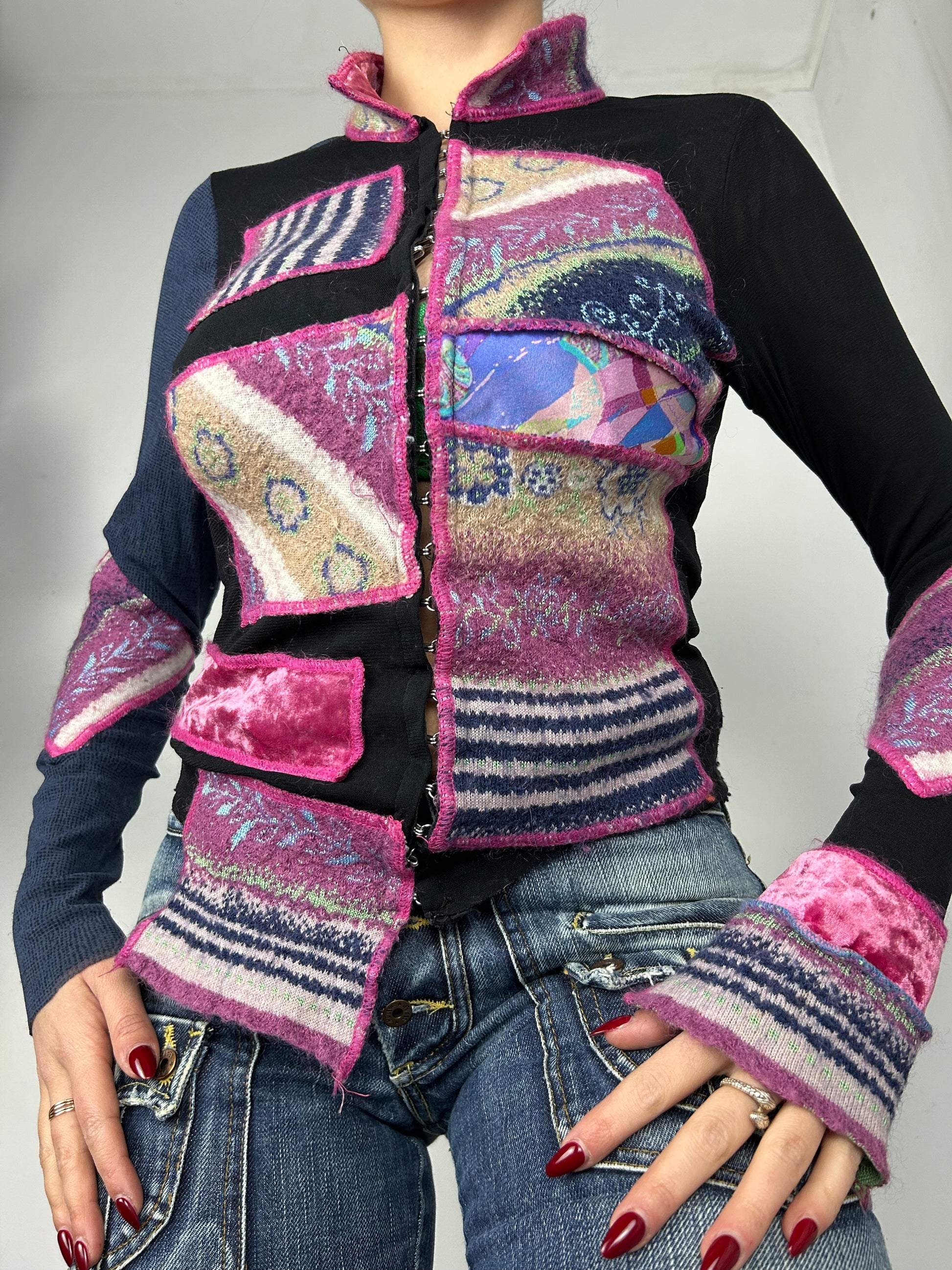 Pink patchwork corset mesh  jumper (S/M)