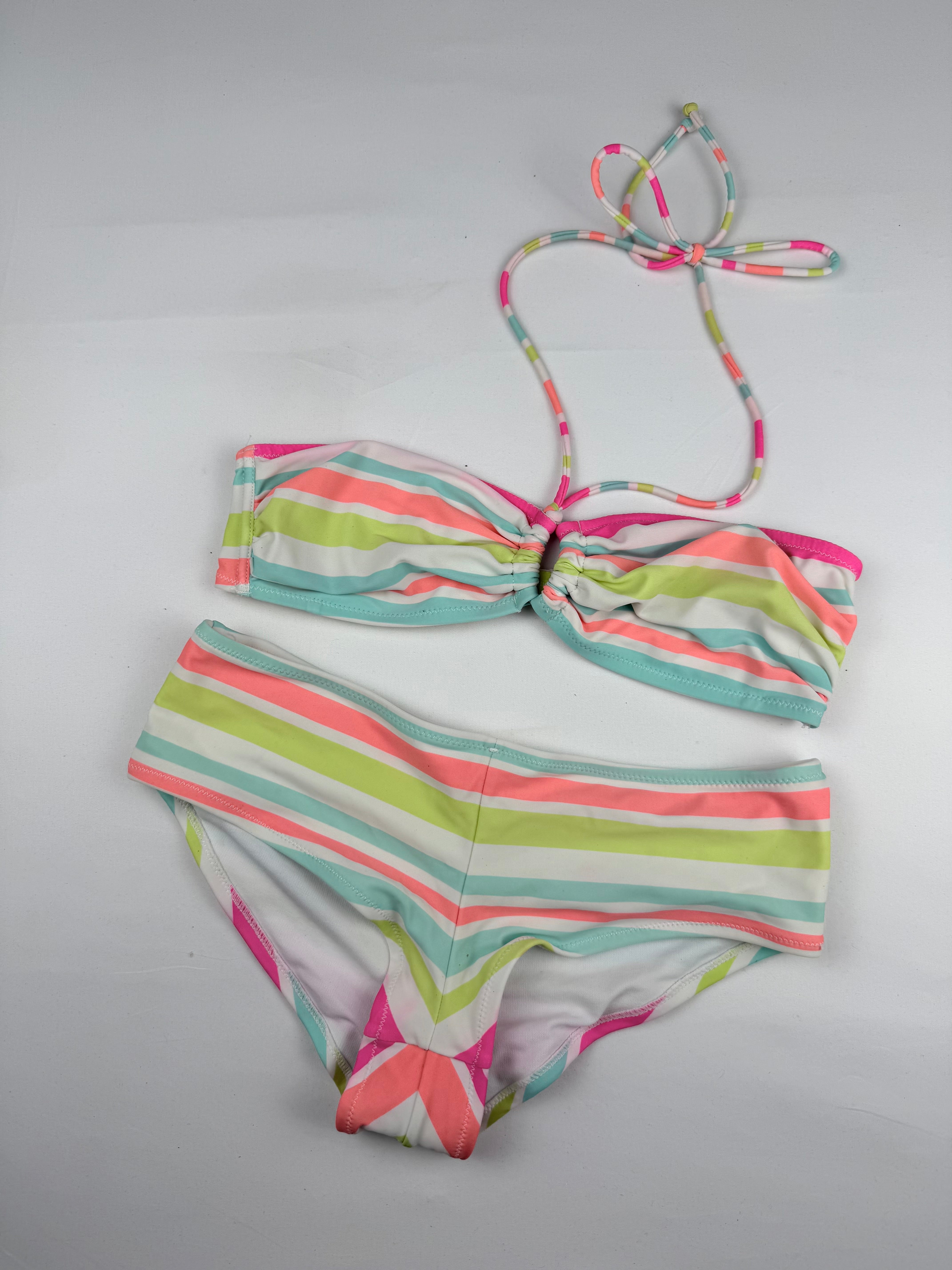 Multicolor striped shorty bikini set (S)