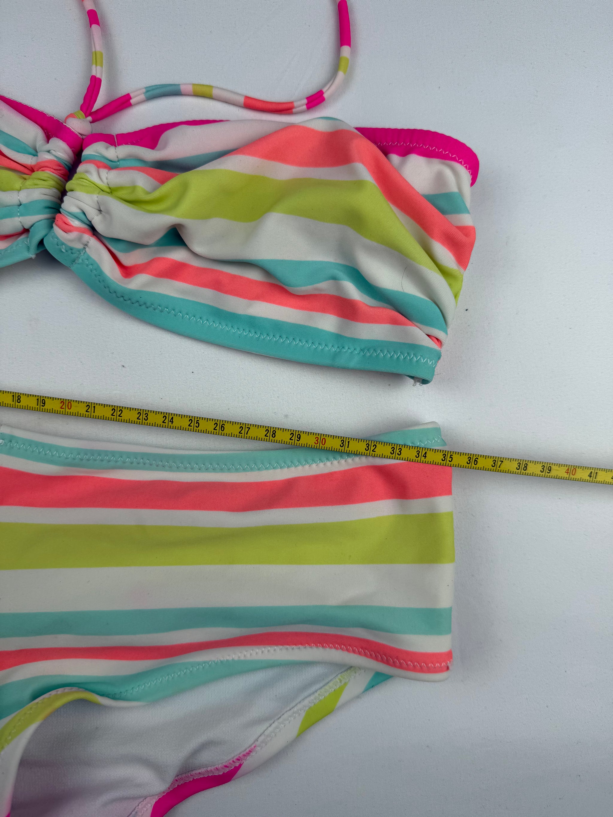 Multicolor striped shorty bikini set (S)
