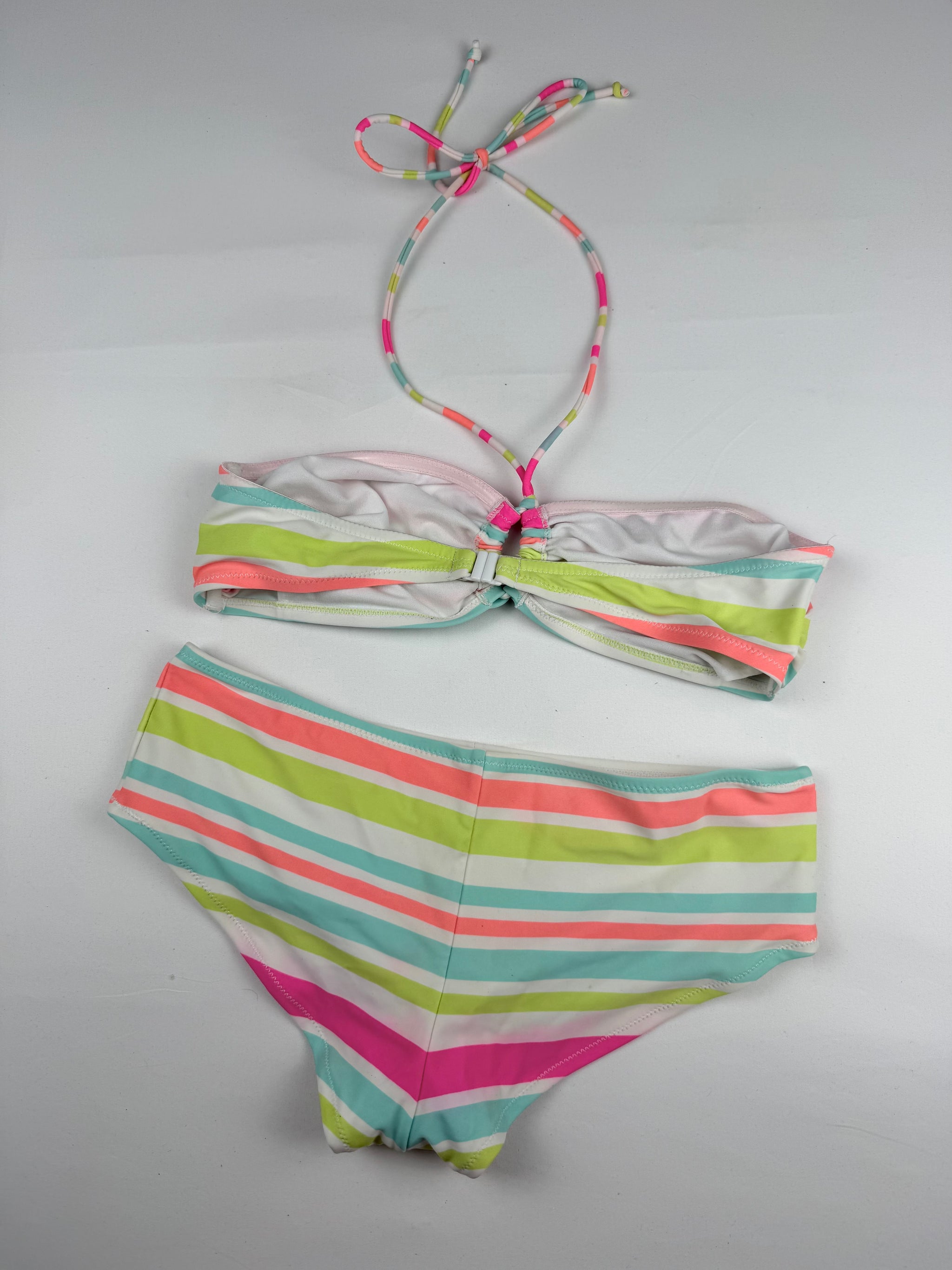 Multicolor striped shorty bikini set (S)