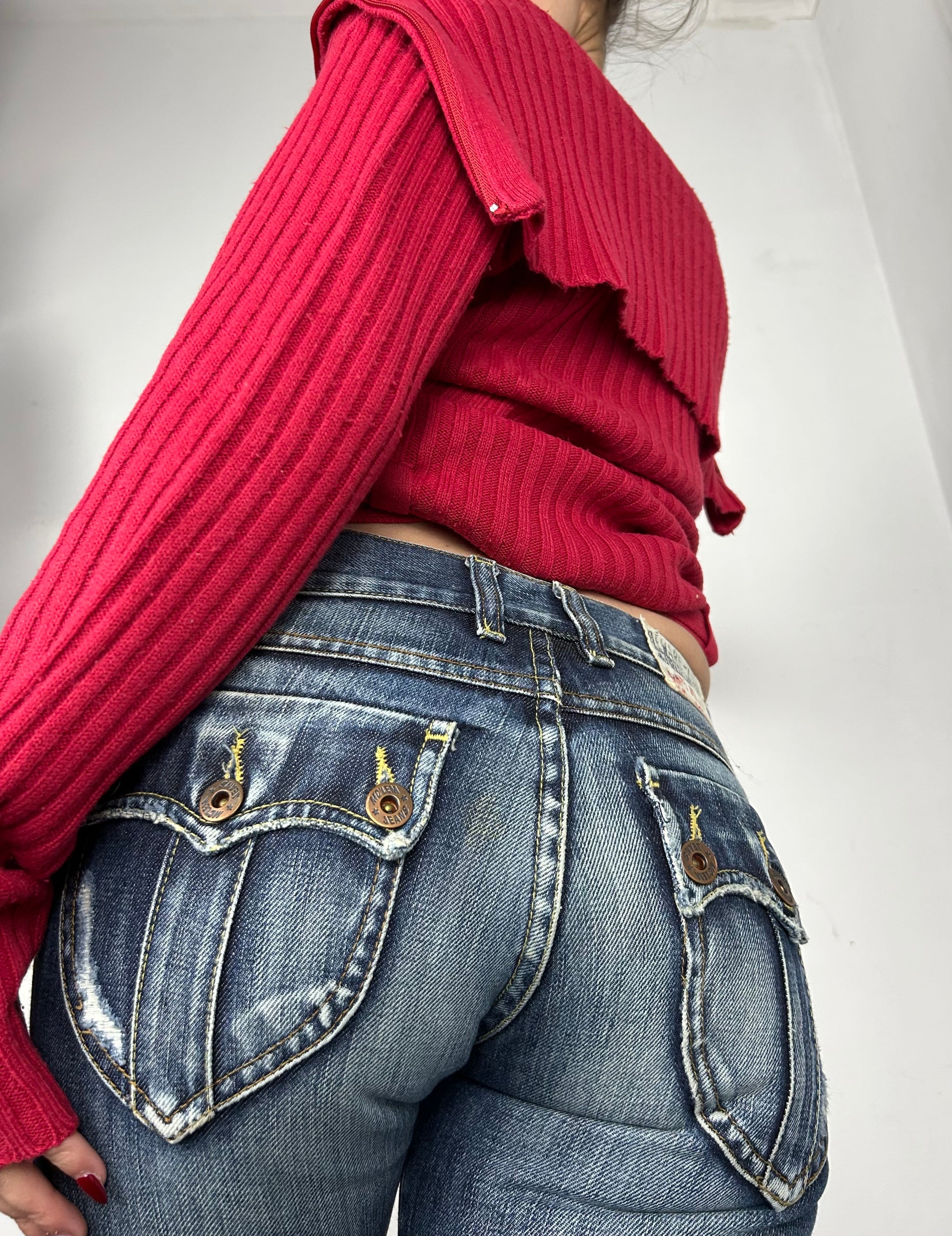 Red turtleneck belt  jumper (S/M)