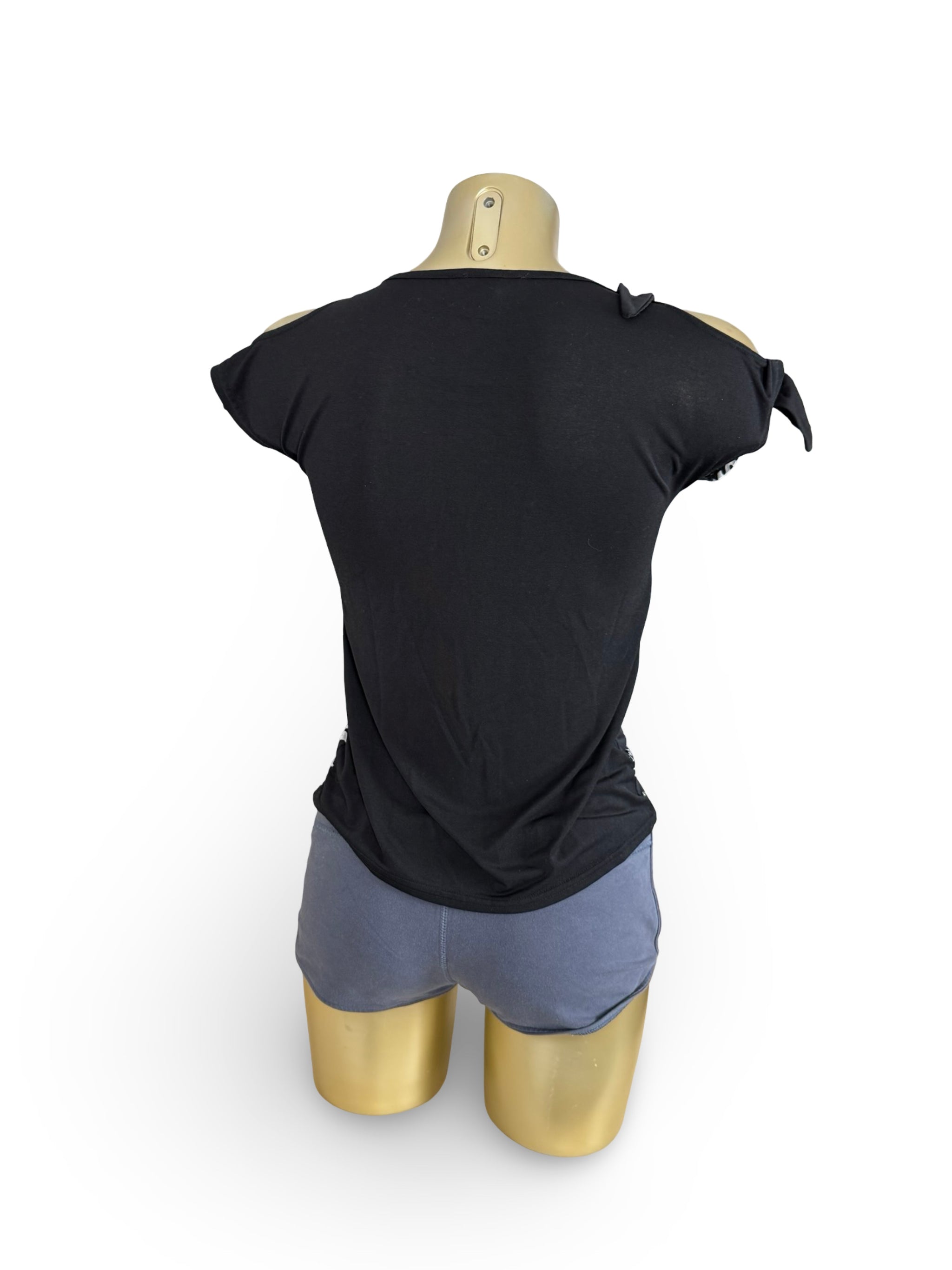 Black graphic tight fit top (S)
