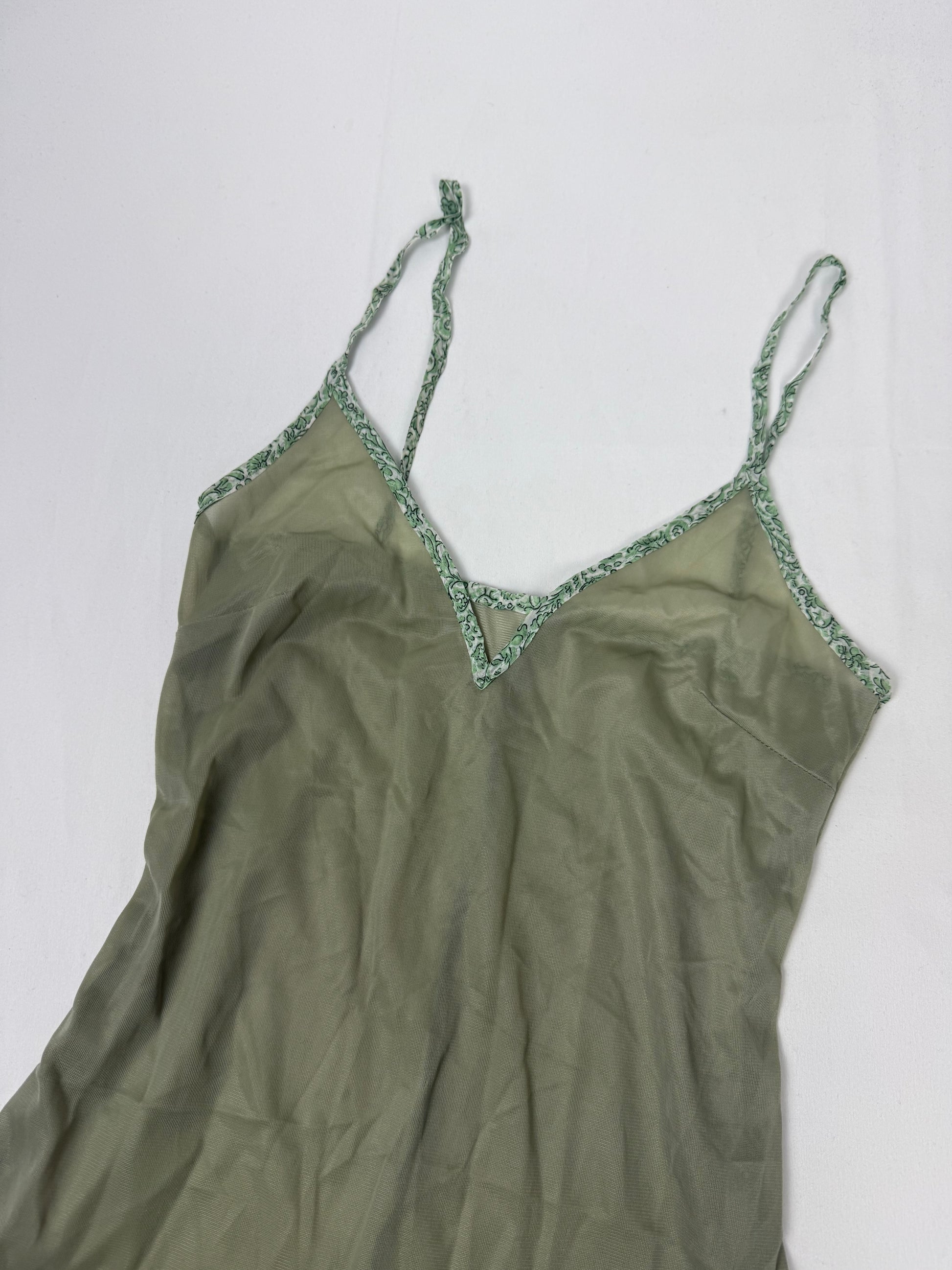 Khaki see trough babydoll mini dress (XS)