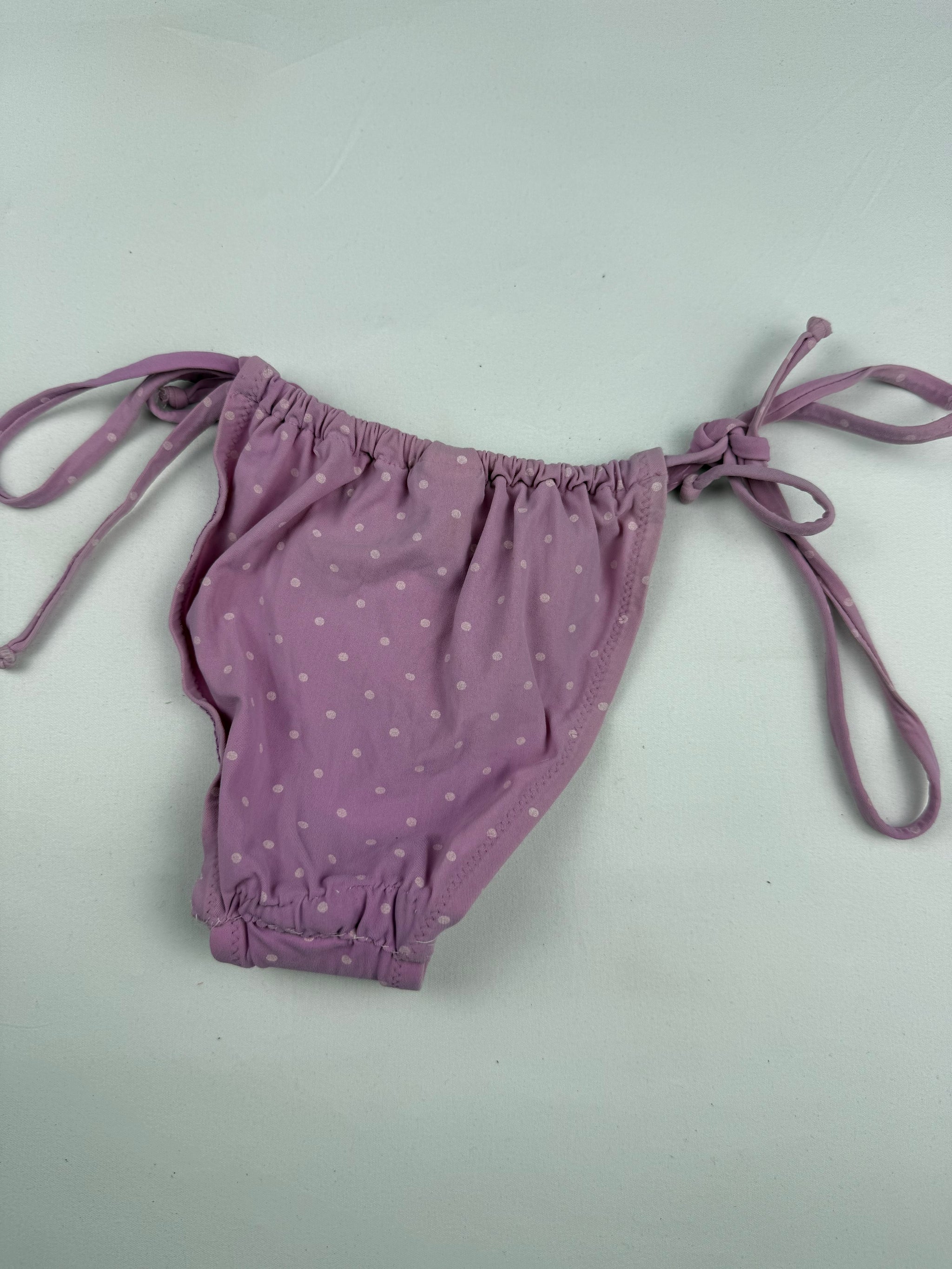 Pink polka dots low rise bikini bottom (XXS)