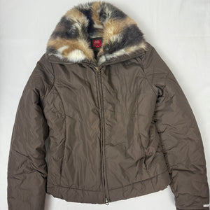 Brown inside faux fur winter puffer jacket (M)
