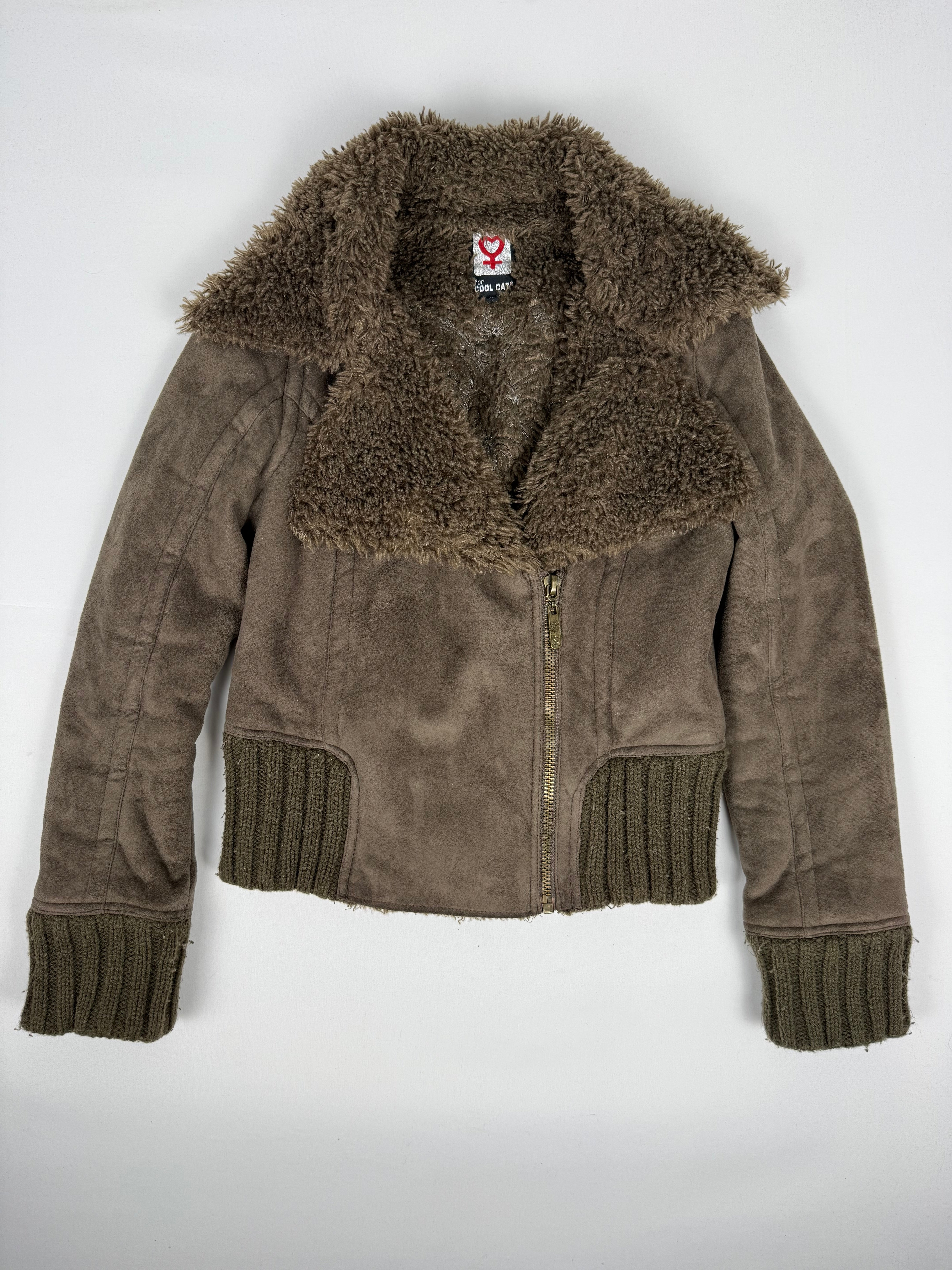 Brown inside fleece suede jacket (S)