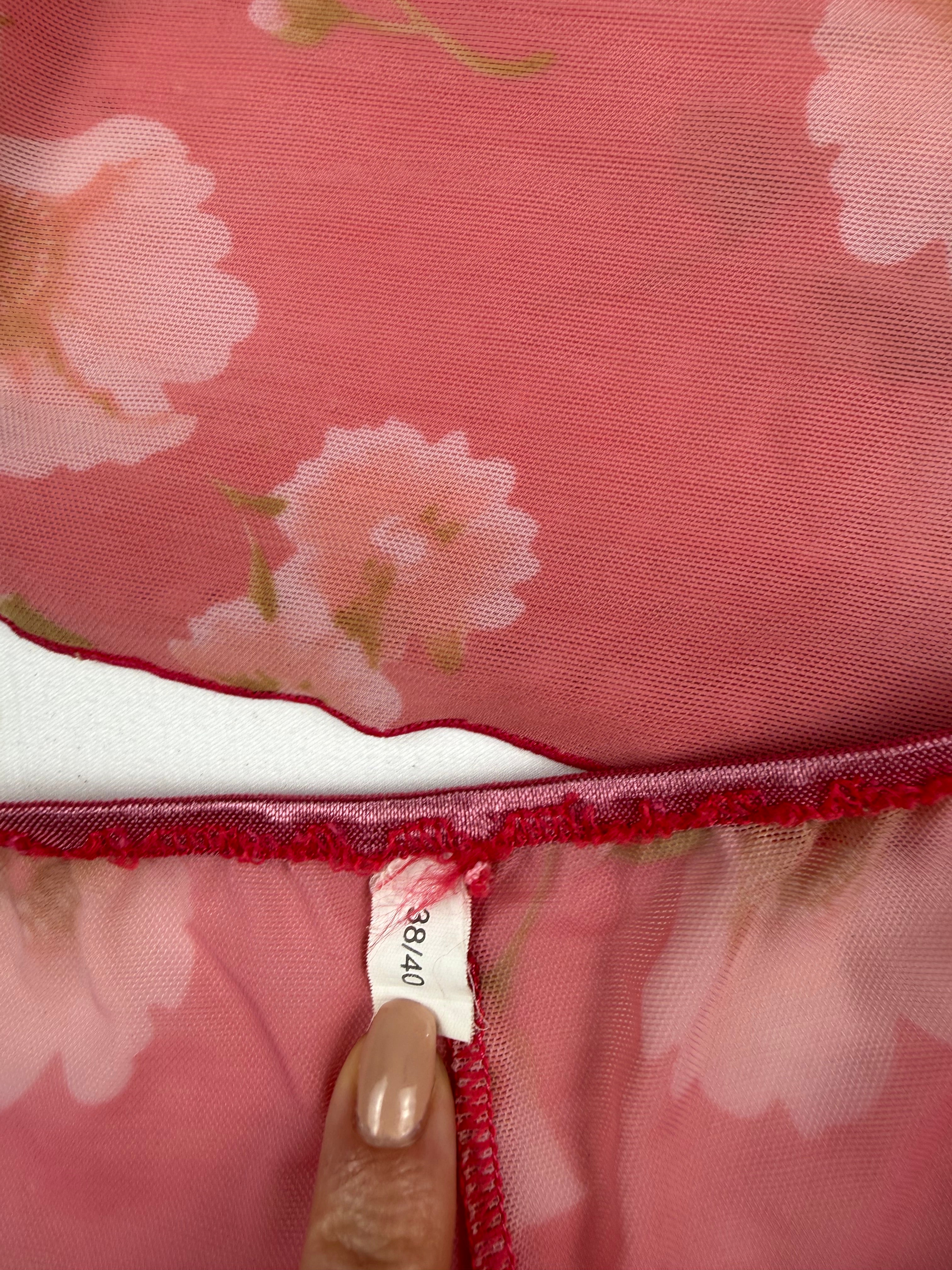 Pink floral mesh top + shorty set (L)