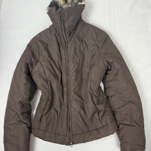Brown inside faux fur winter puffer jacket (M)