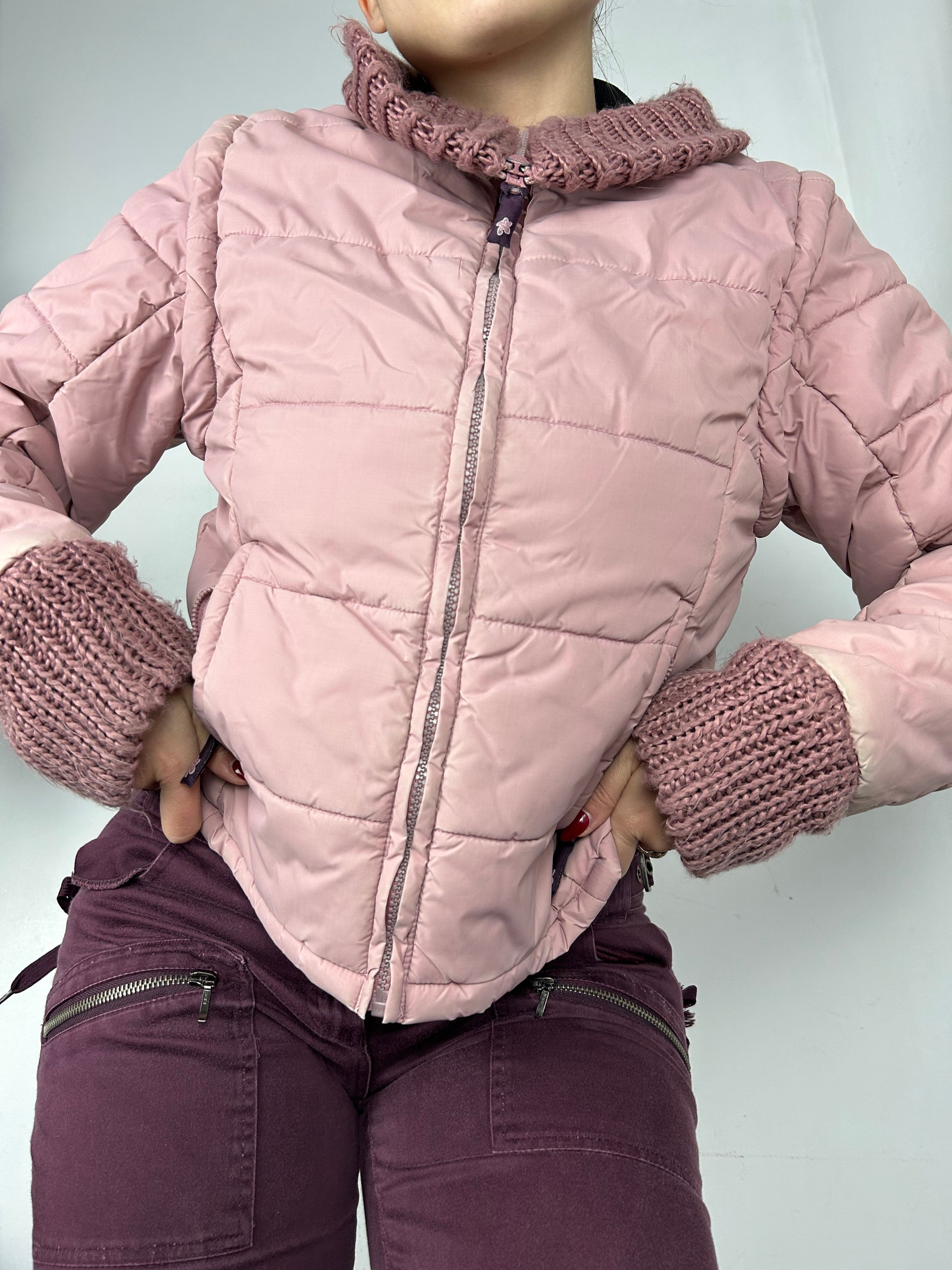 Pink 2 in 1 winter zip up puffer jacket (S/M)