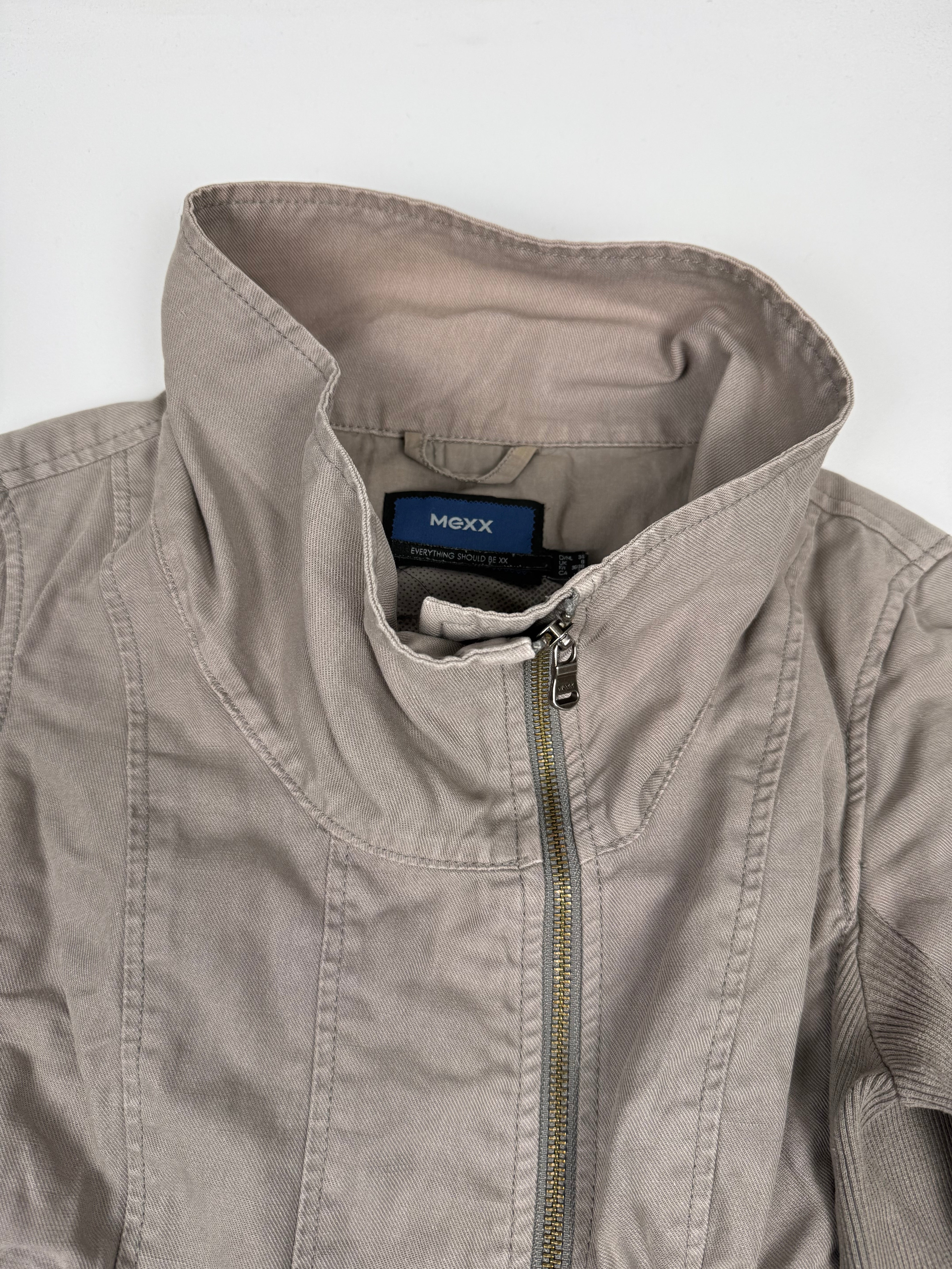 Khaki cotton funnel biker jacket (XS)