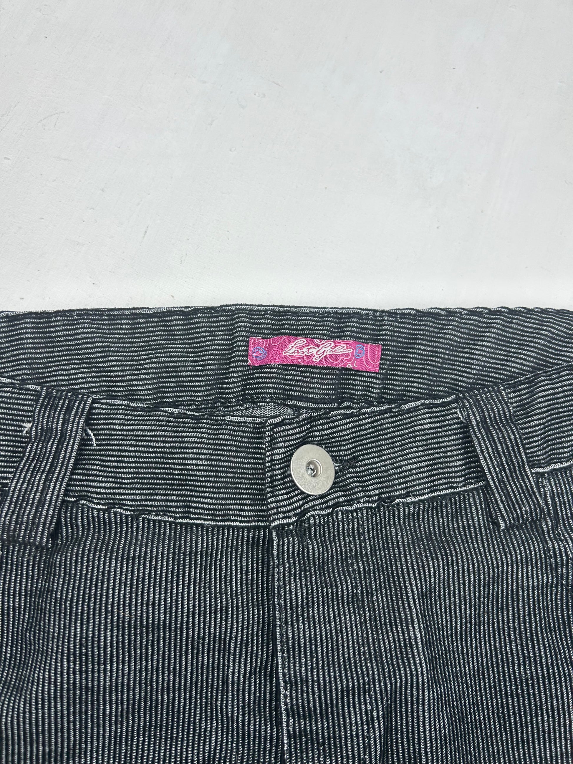 Grey ribbed denim pleated mini skirt (M/L)