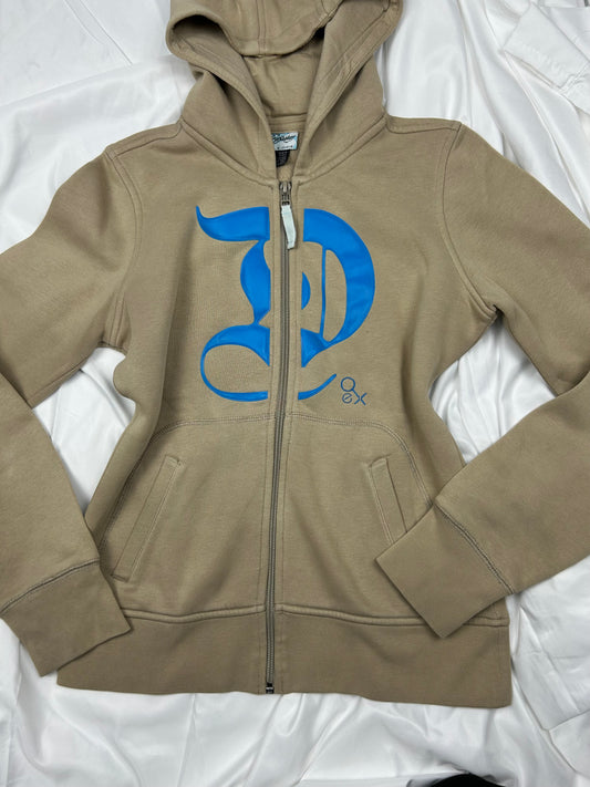 Beige D logo zip up hoodie (S/M)