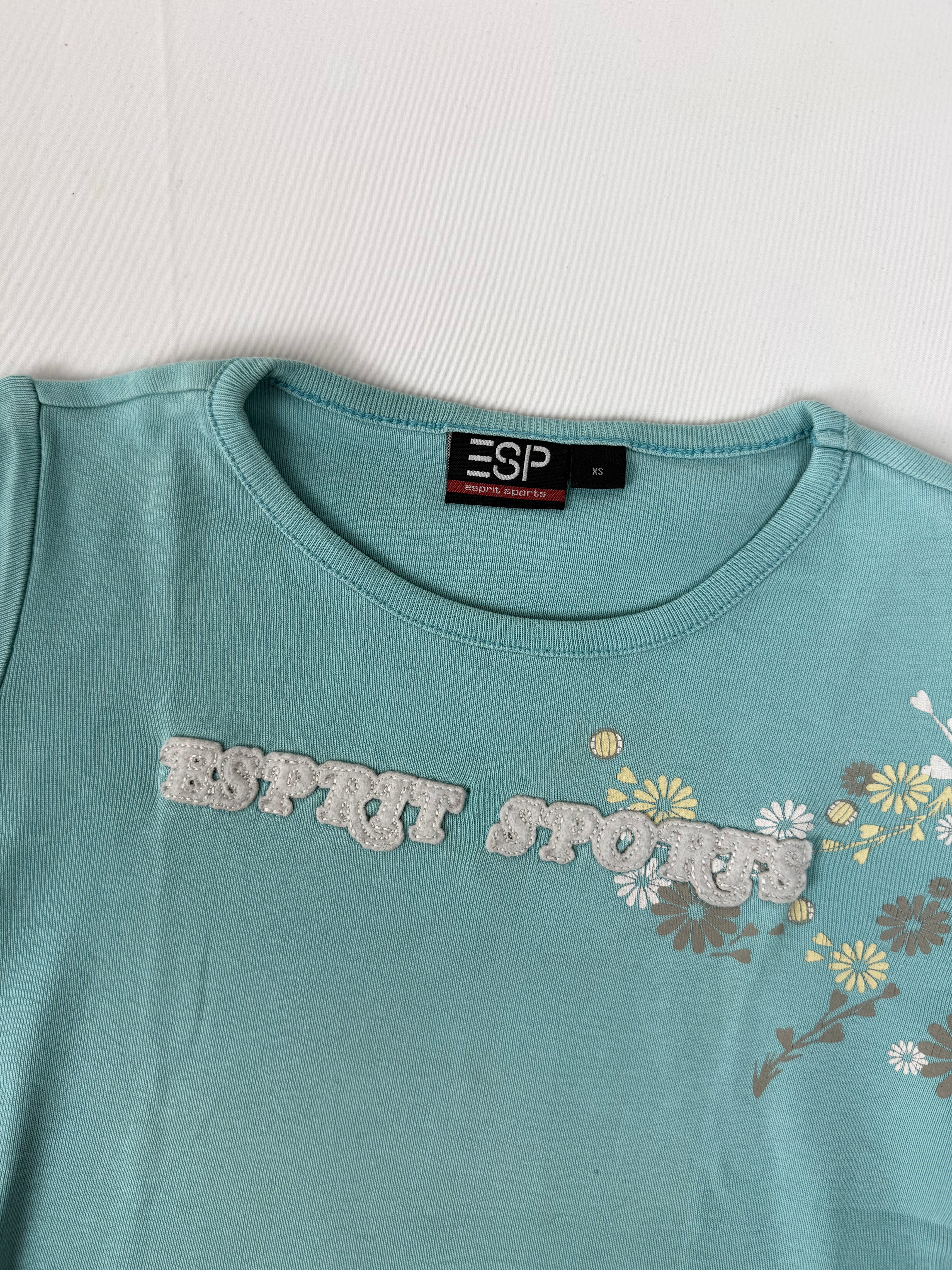 Blue embroidered 100% cotton tee (XS/S)