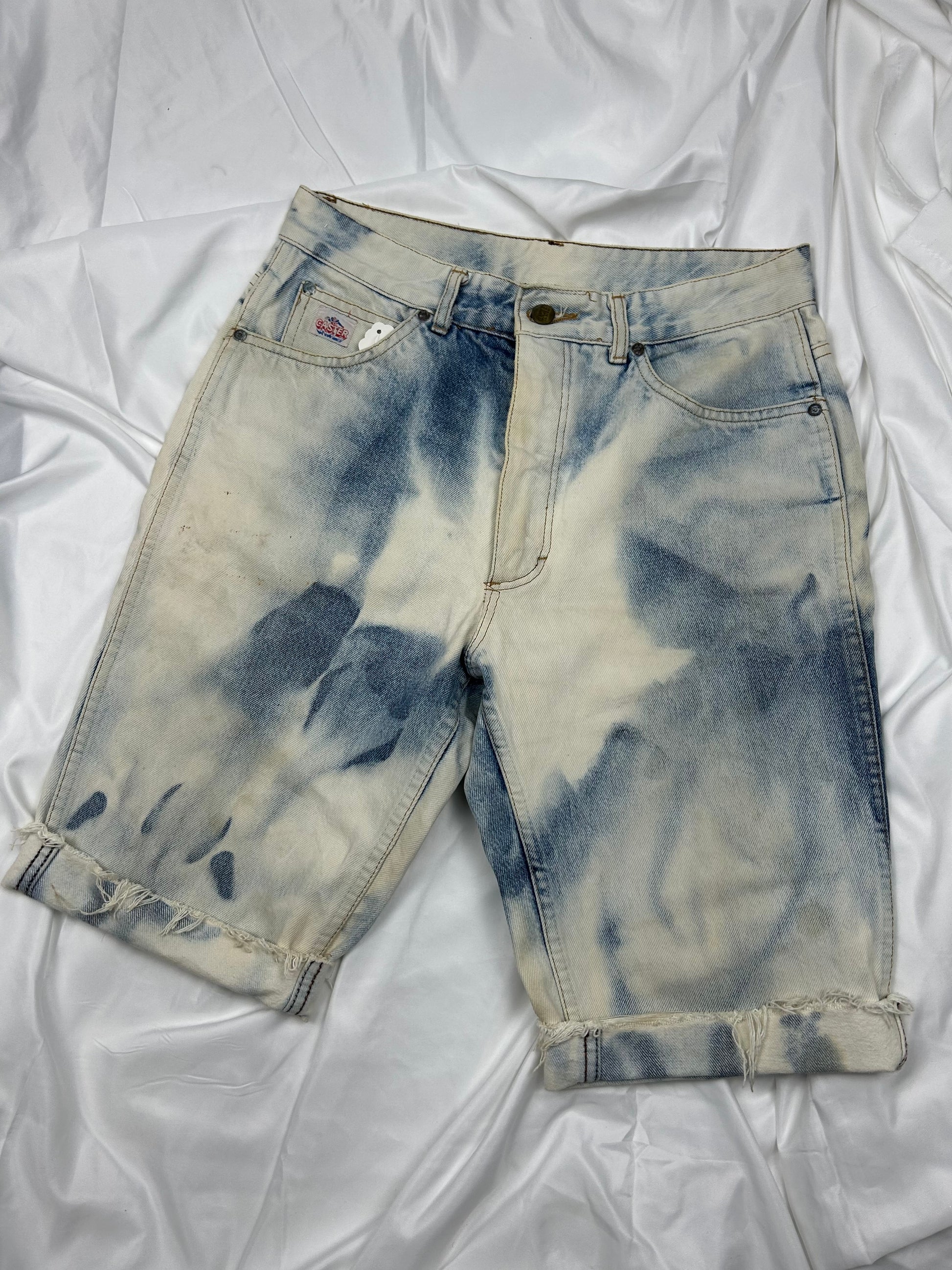 Washed denim mid short (M)