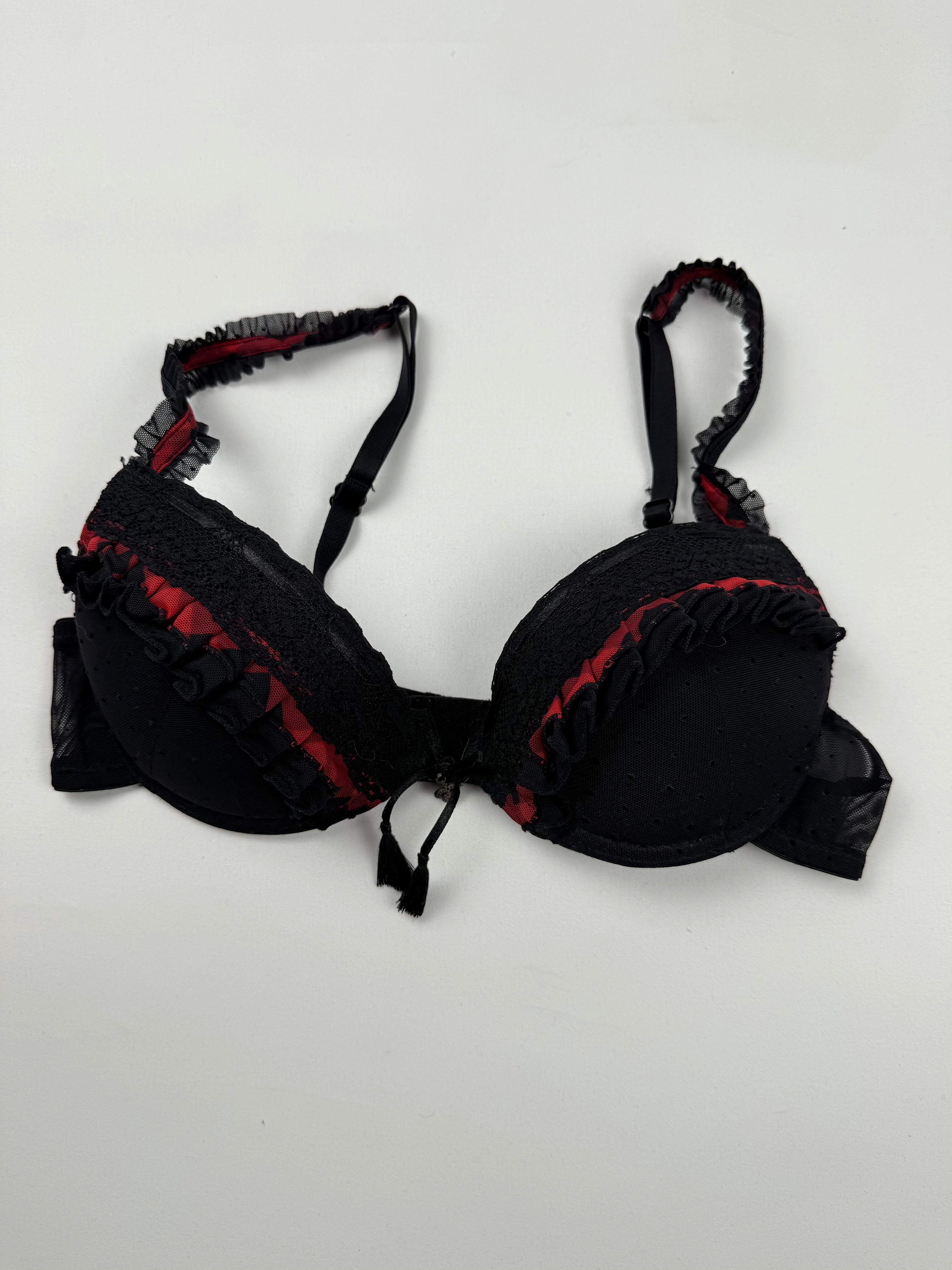 Black & red mesh bra