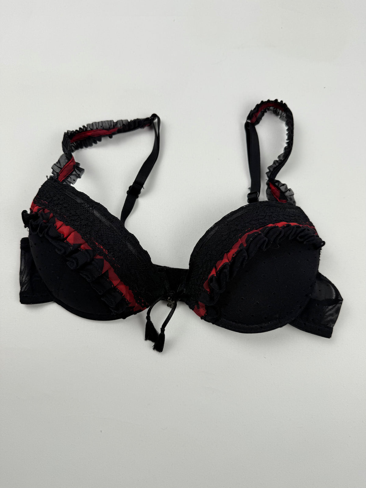 Black & red mesh bra