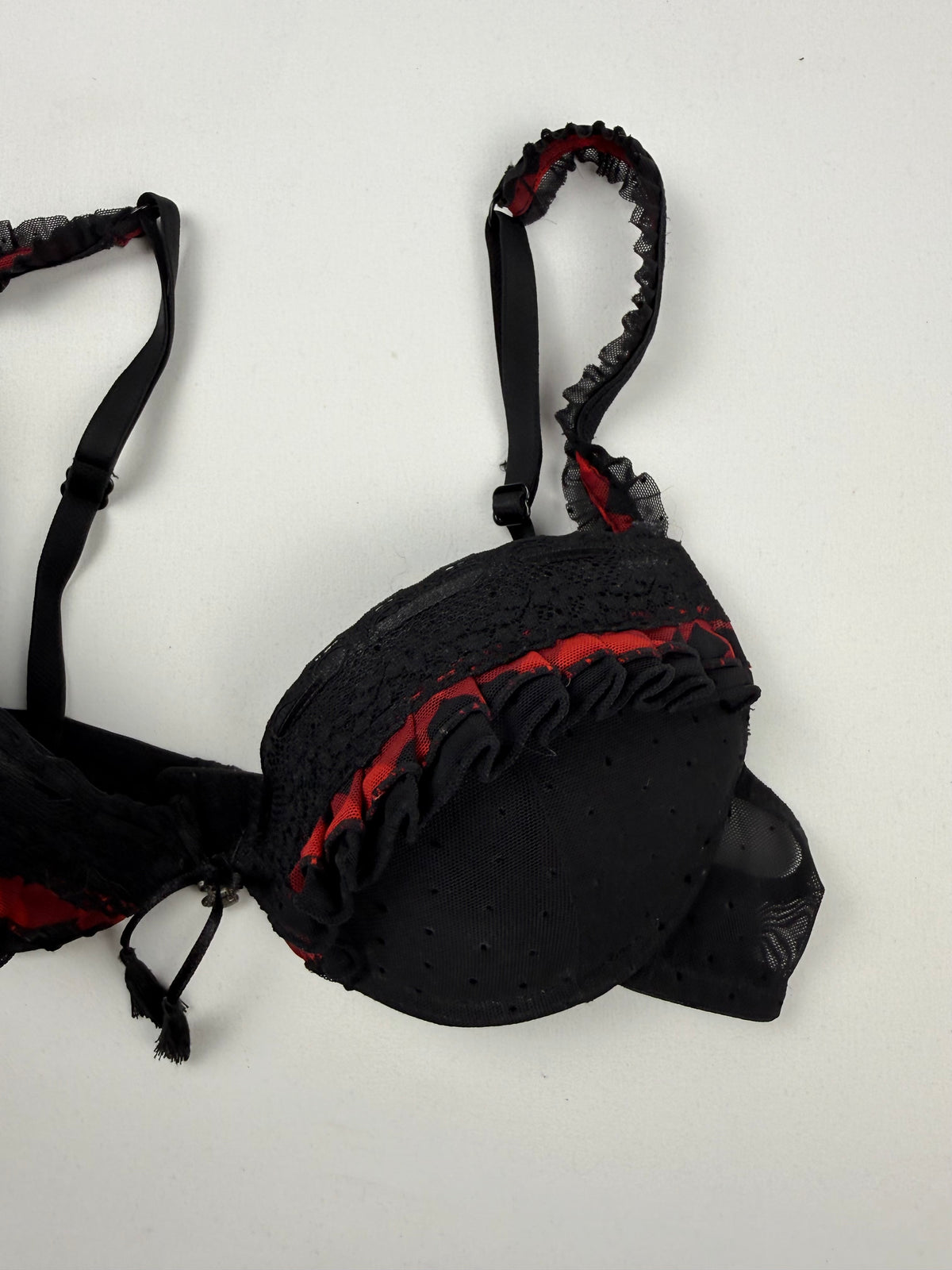 Black & red mesh bra