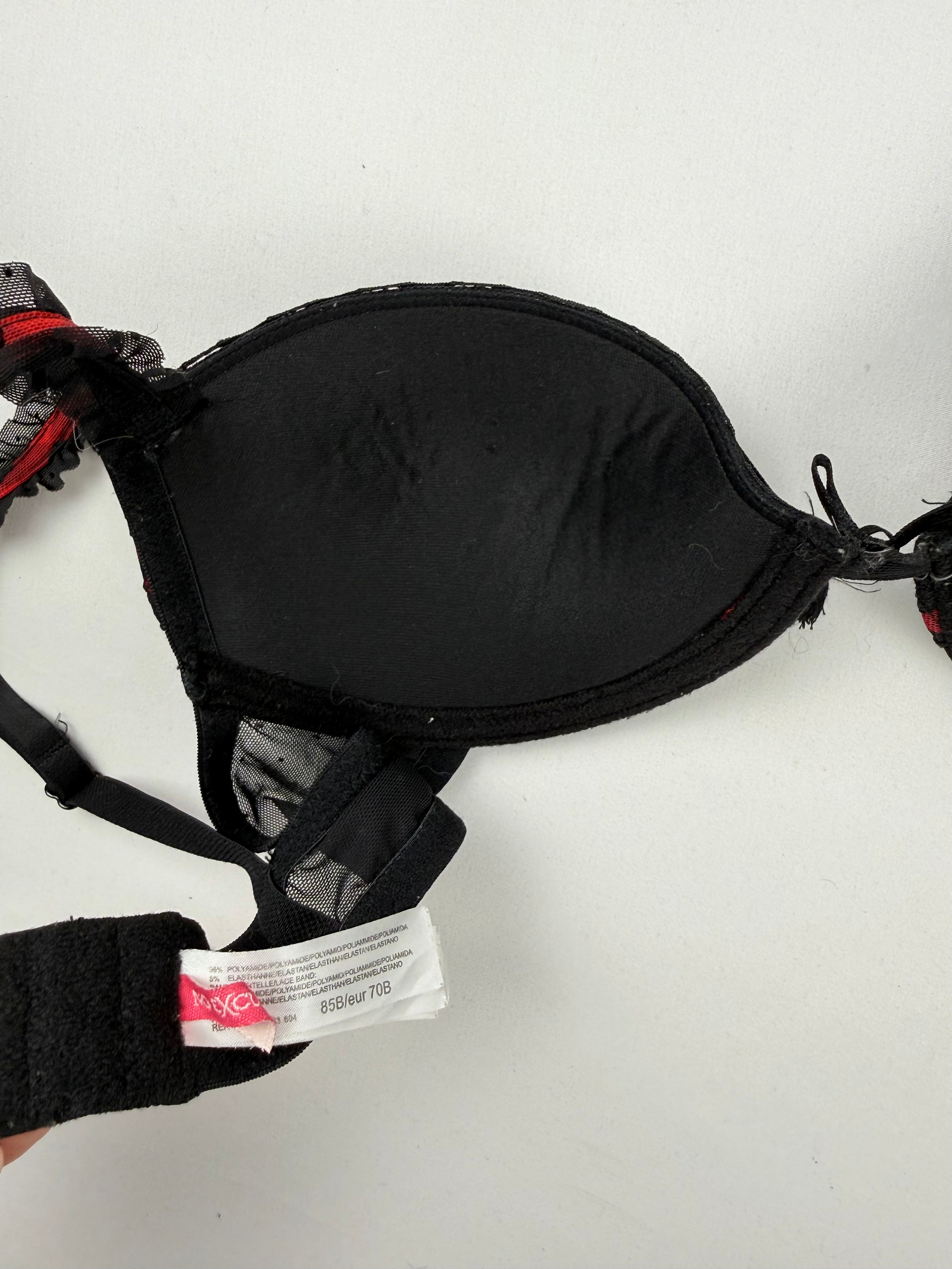 Black & red mesh bra