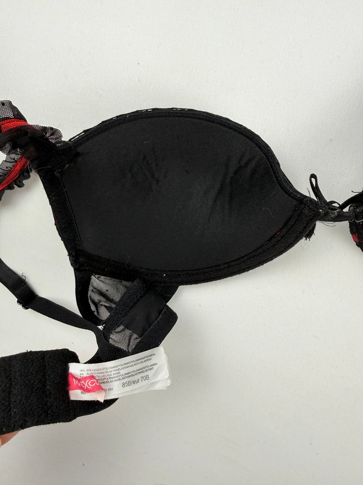 Black & red mesh bra