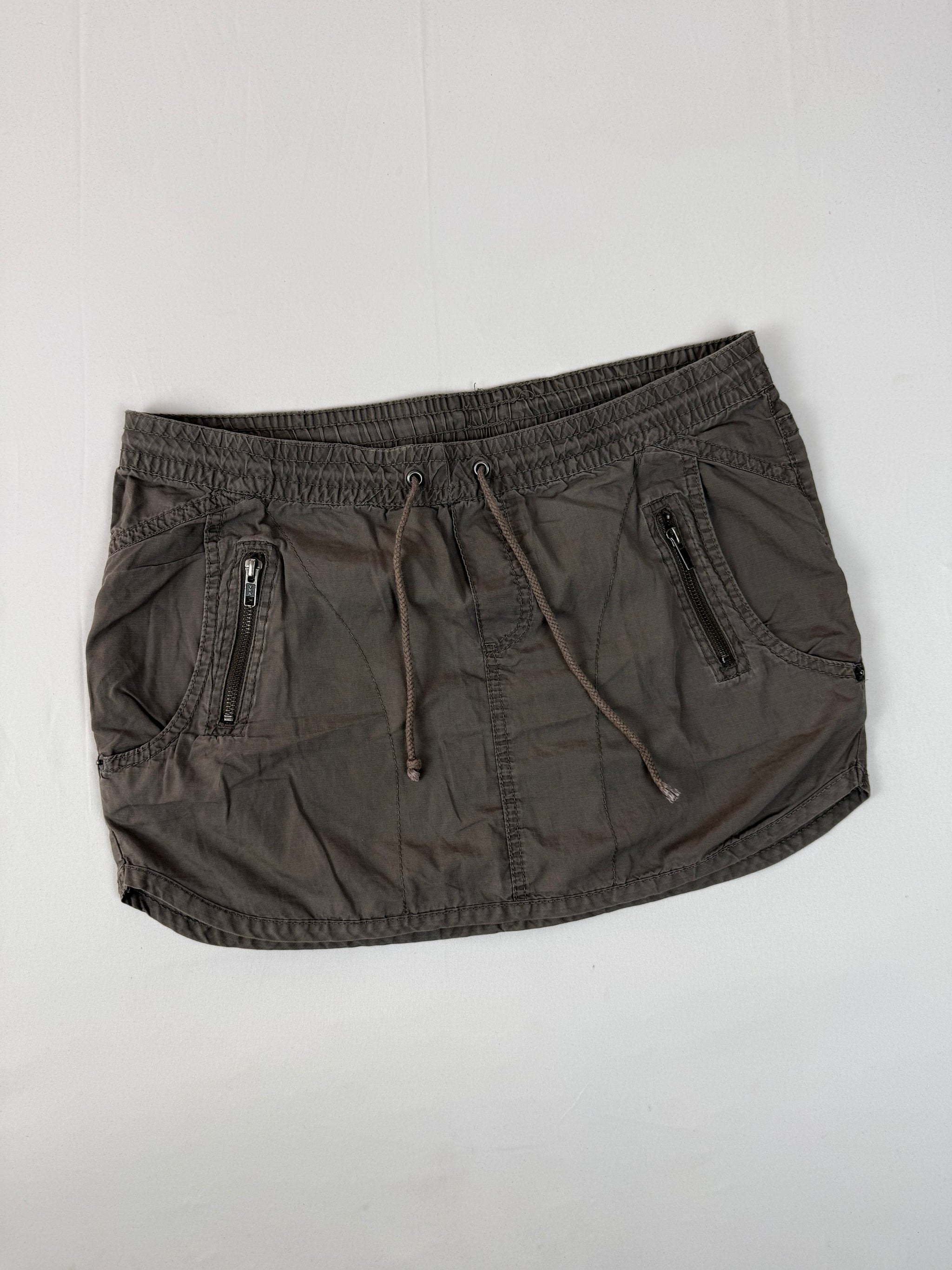 Khaki cotton utility mini skirt (M/L)