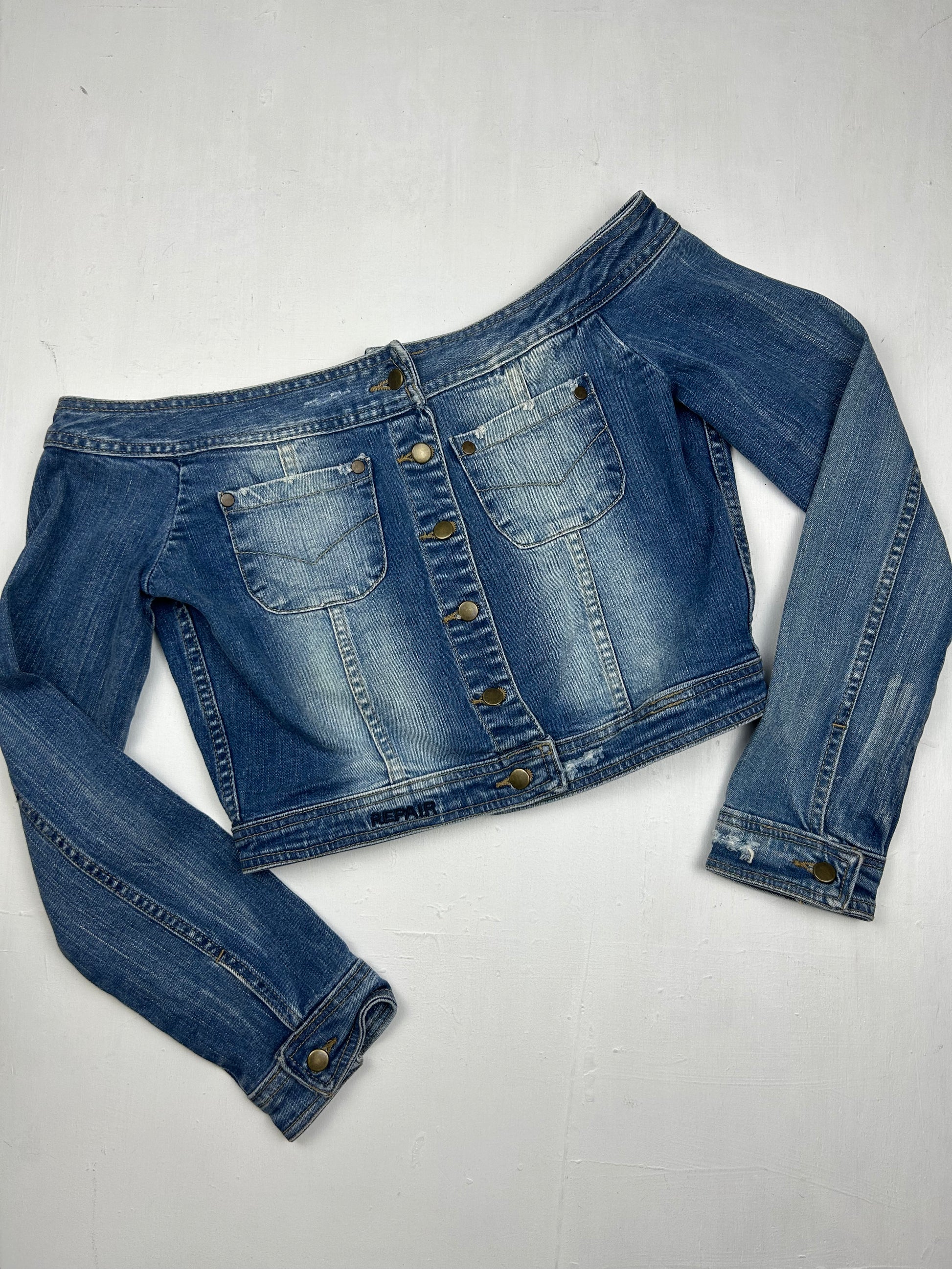 Denim bardot top jacket (S)