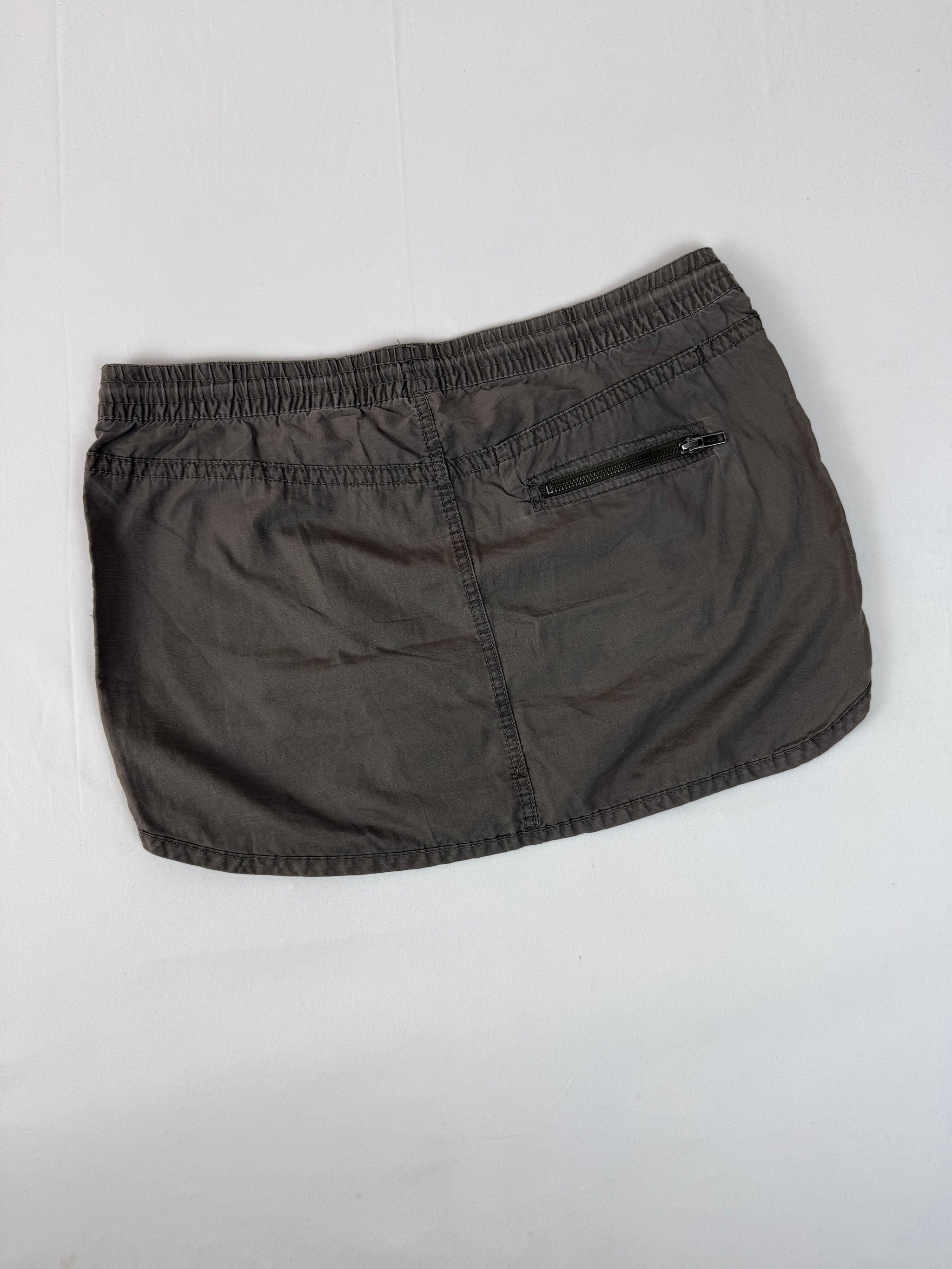 Khaki cotton utility mini skirt (M/L)