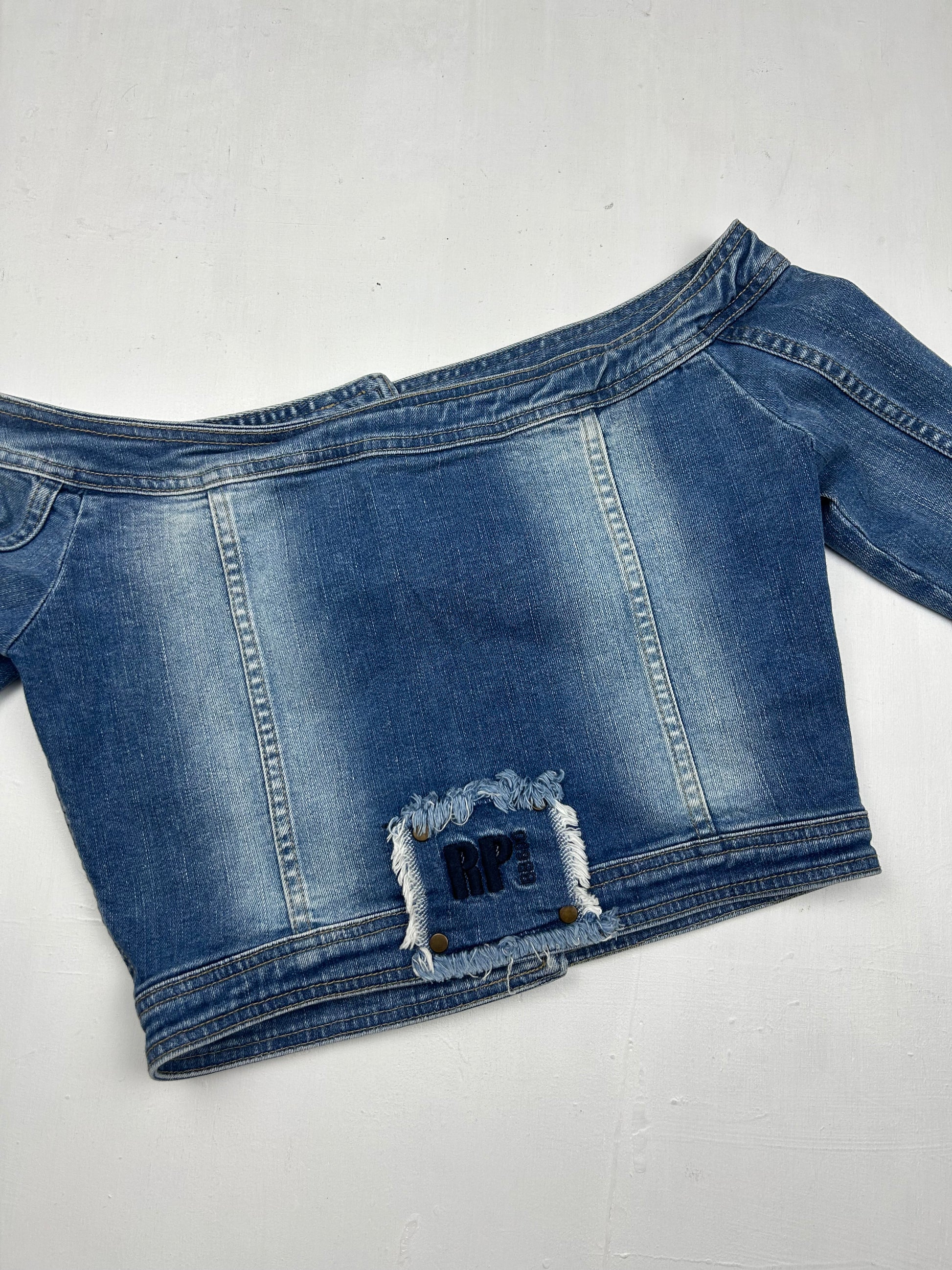 Denim bardot top jacket (S)