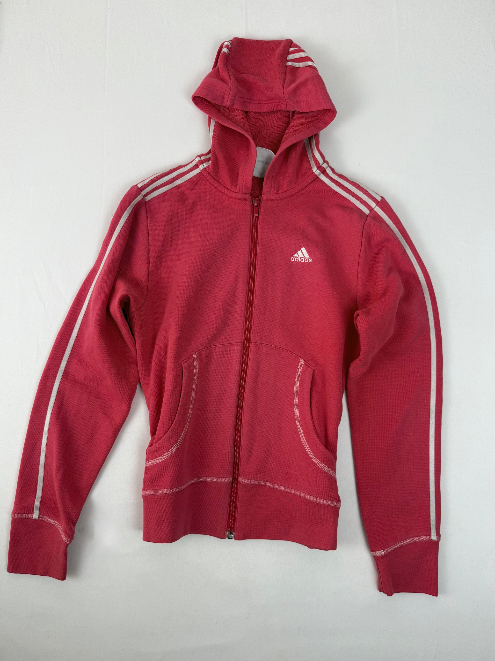 Red cotton zip up hoodie (S/M)