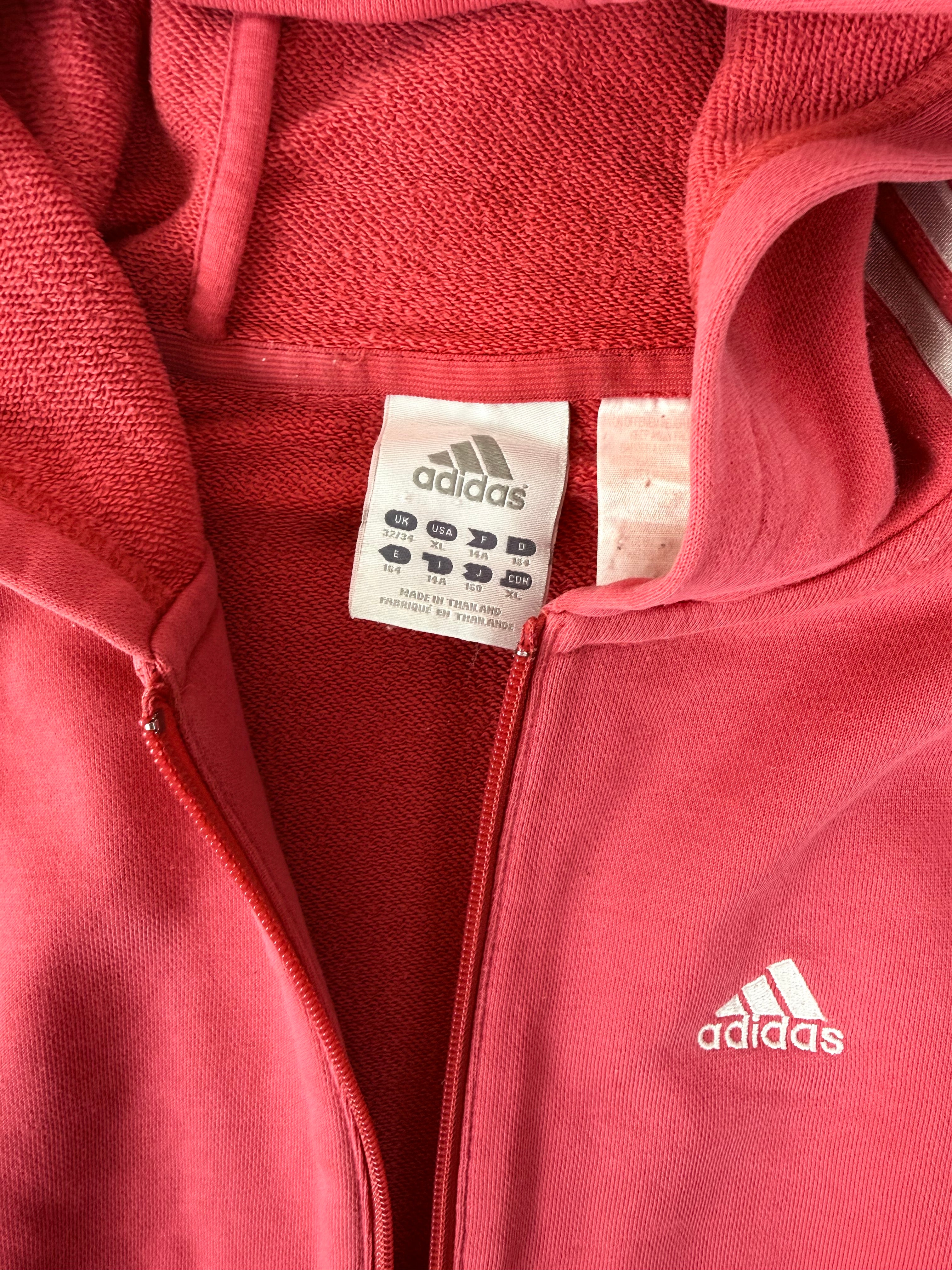 Red cotton zip up hoodie (S/M)