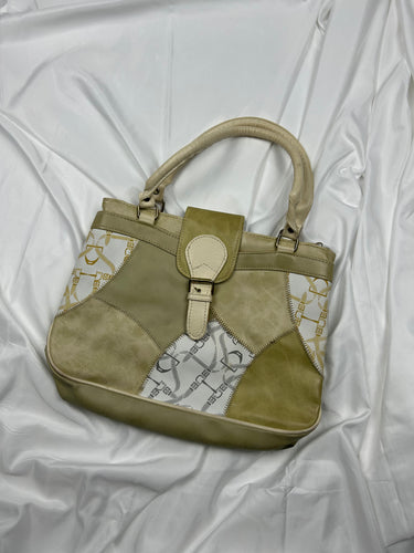 Cream buckle belt handbag