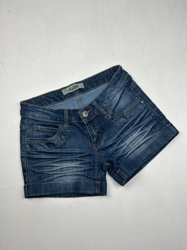 Navy denim low rise mini short (XS/S)