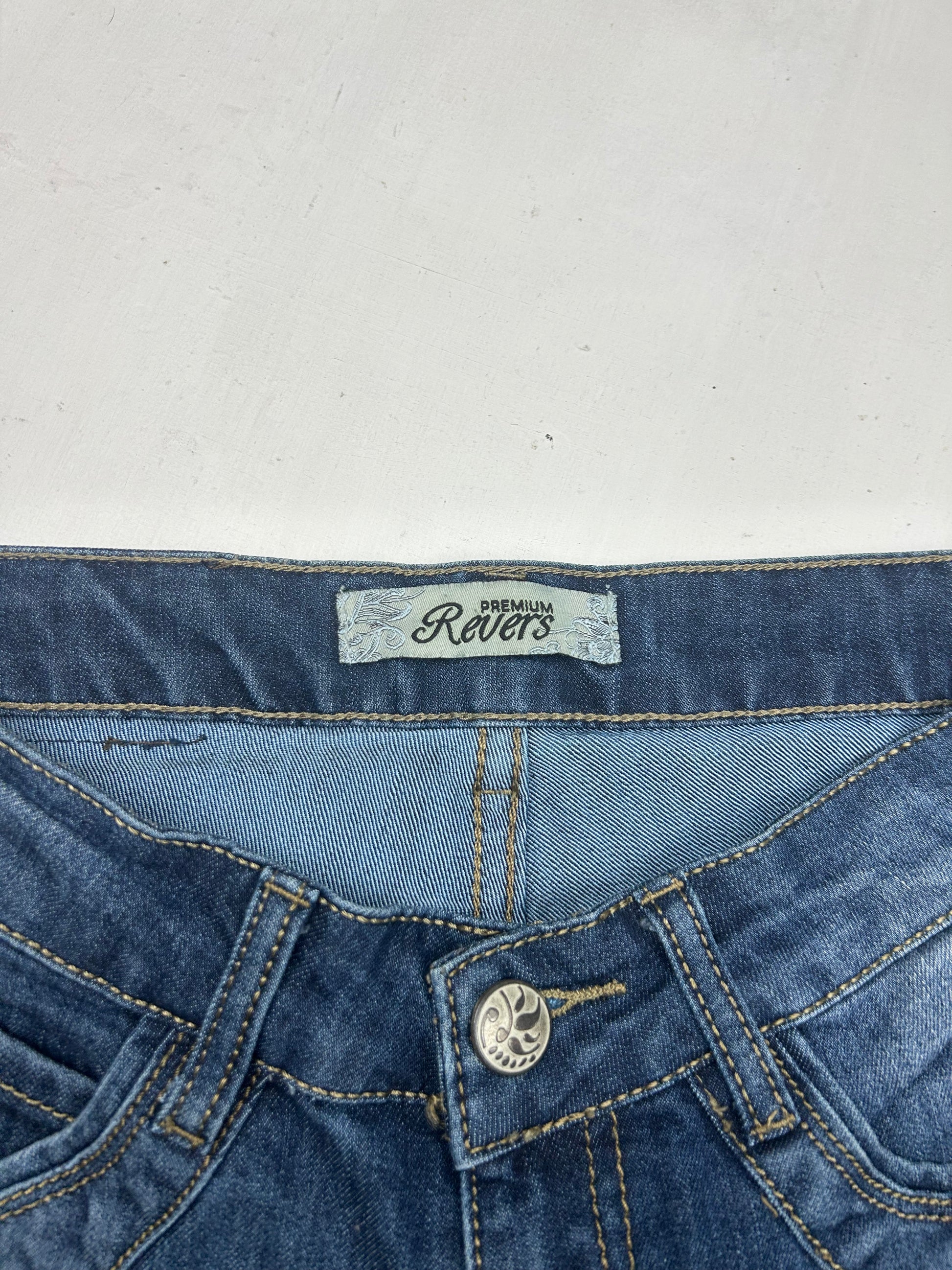 Navy denim low rise mini short (XS/S)