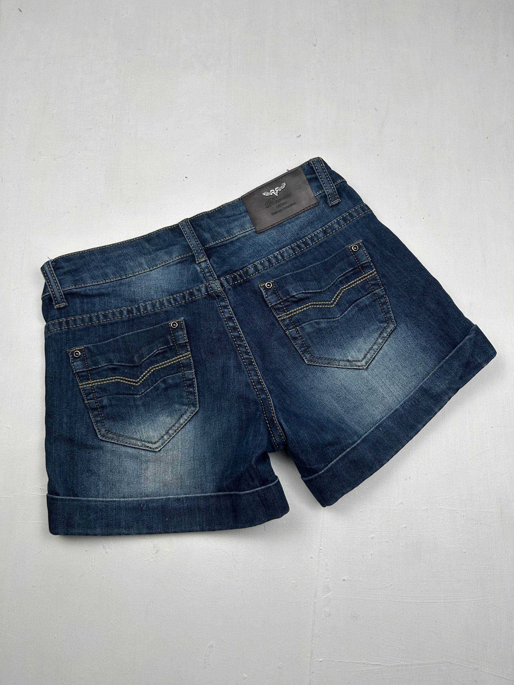Navy denim low rise mini short (XS/S)