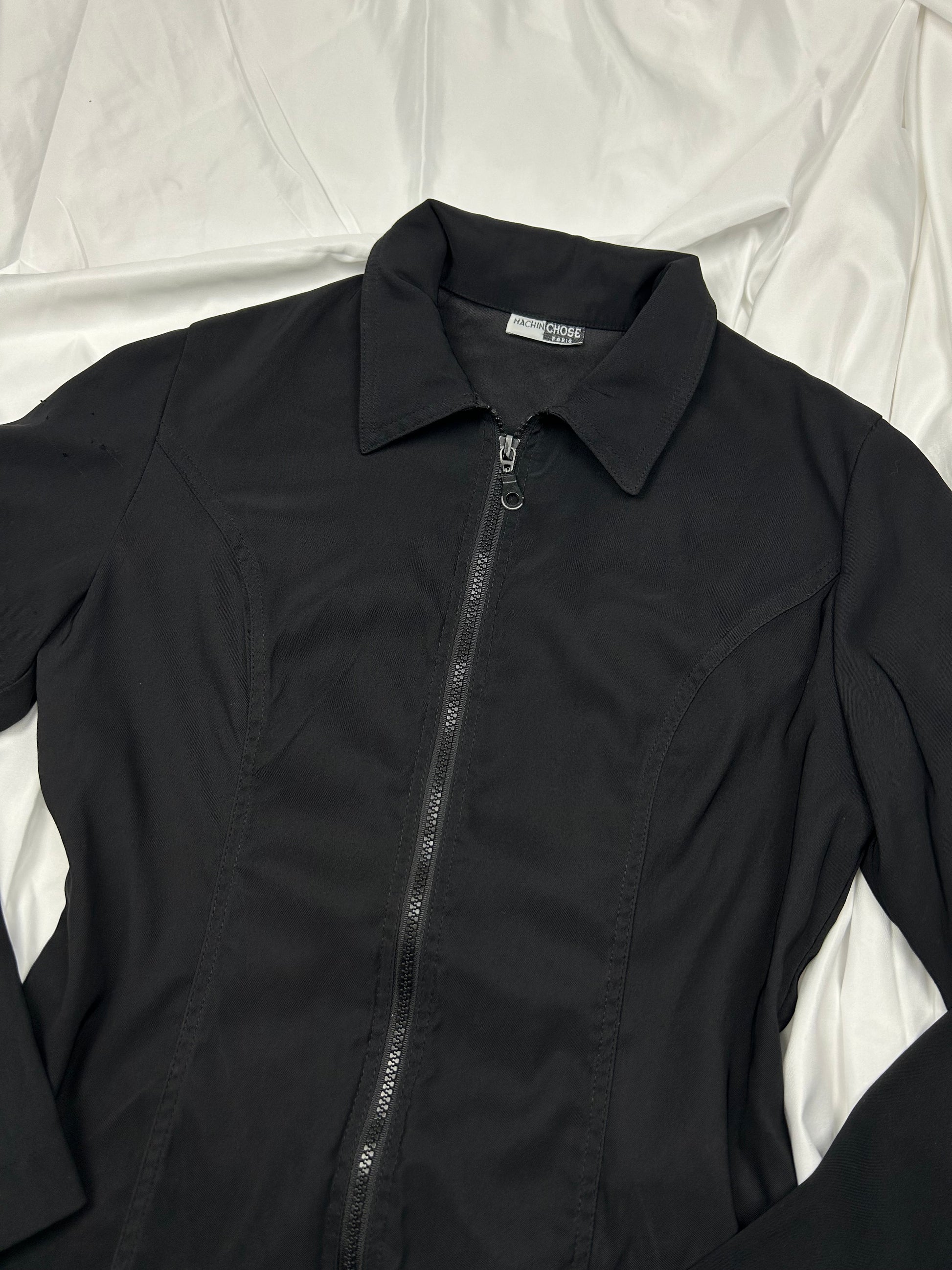 Black zip up office biker jacket (M)