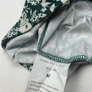 Green floral lace neck cami top (M)