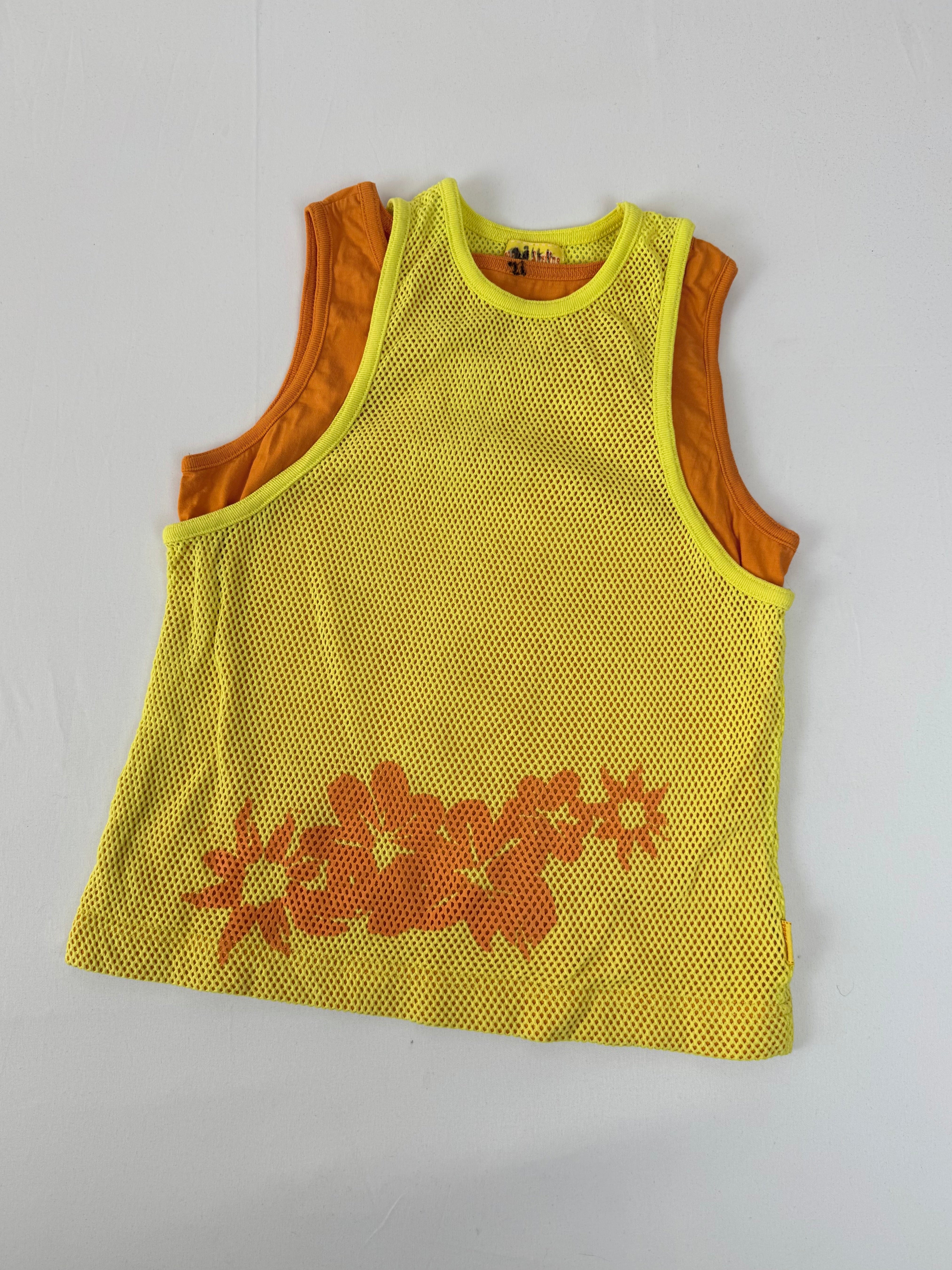 Yellow fishnet double top (S)