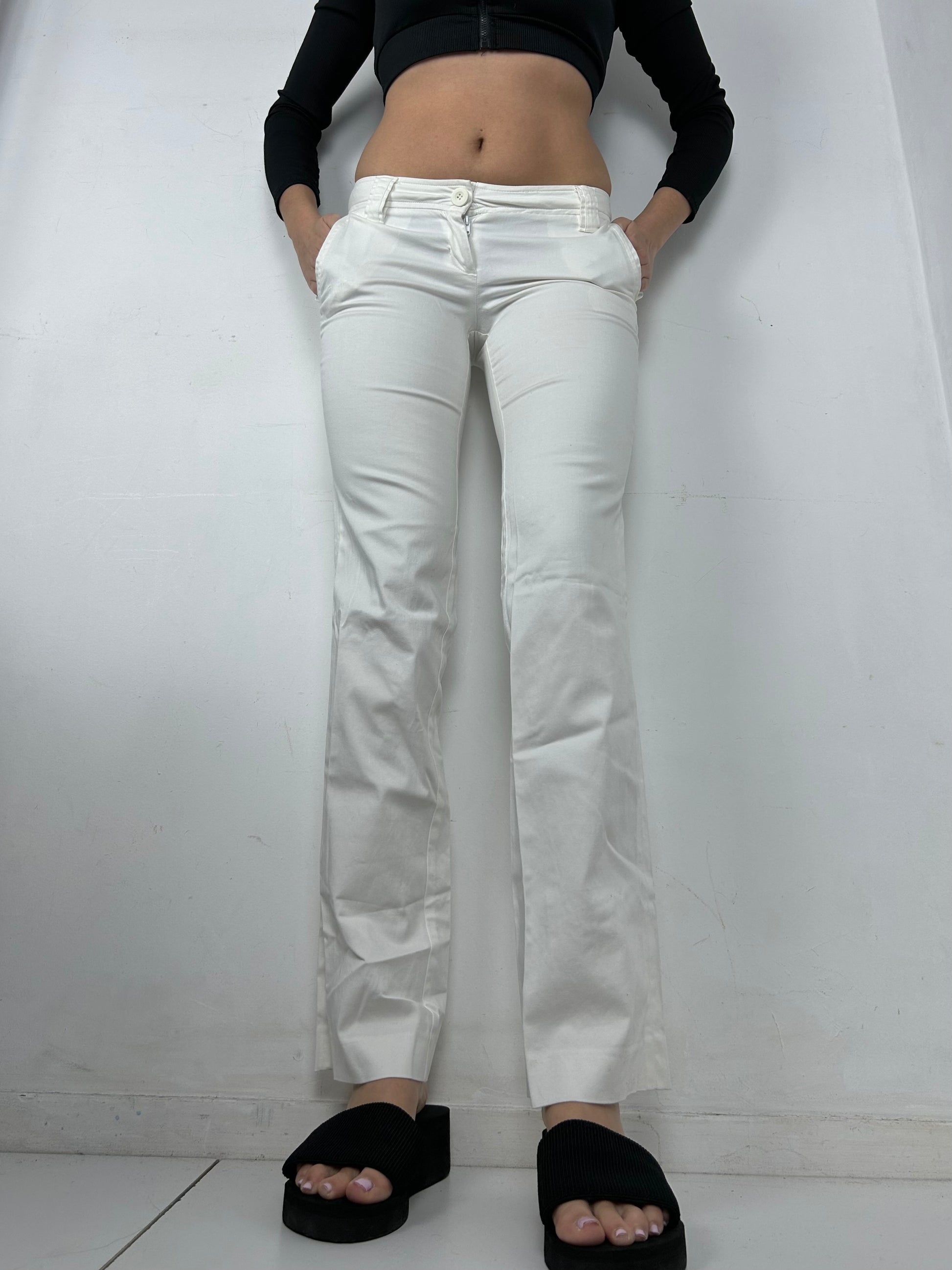 White low rise bootcut office pants (S)