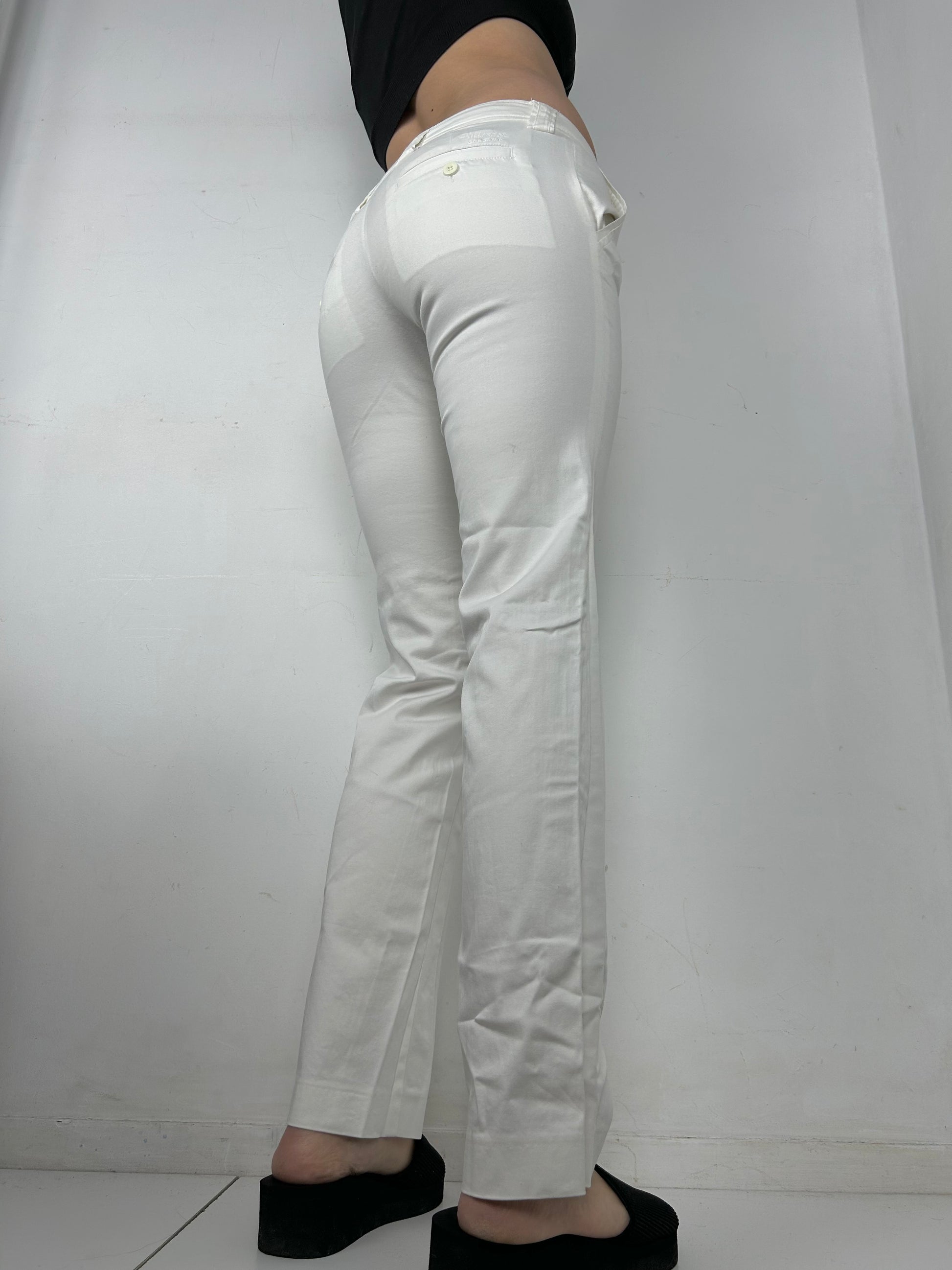 White low rise bootcut office pants (S)