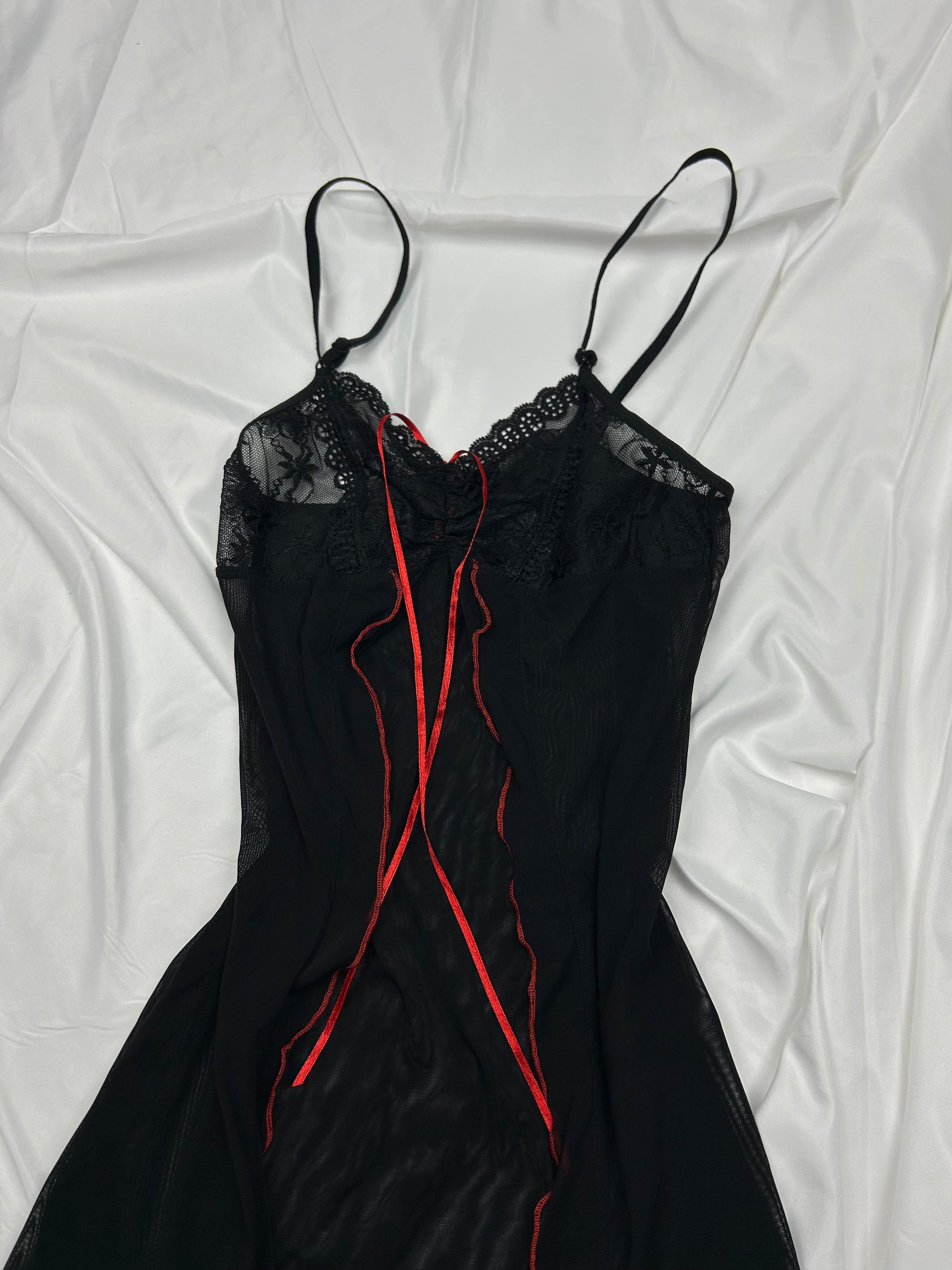 Black mesh babydoll cami dress (S/M)