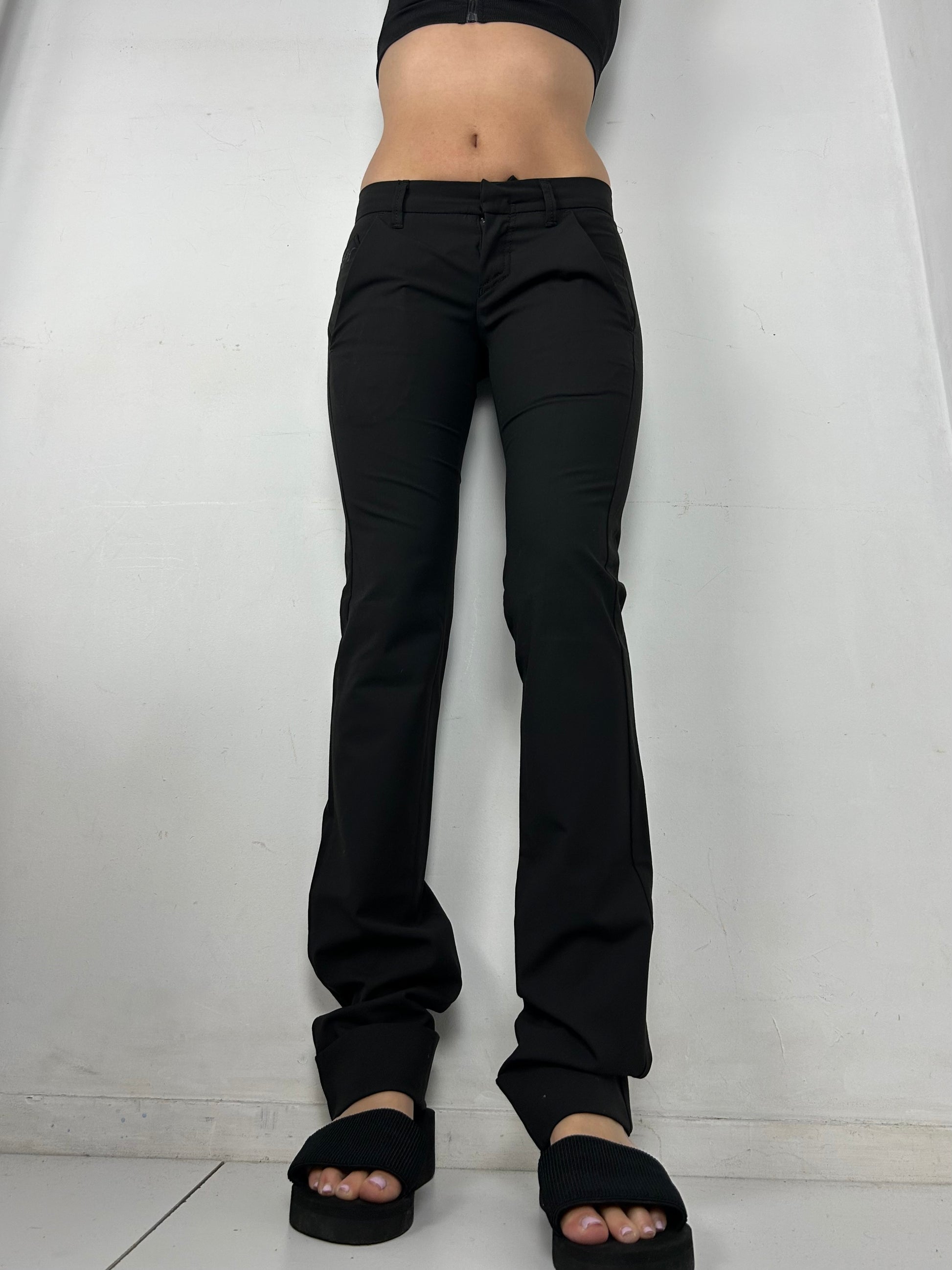 Black low waist office pants (S)