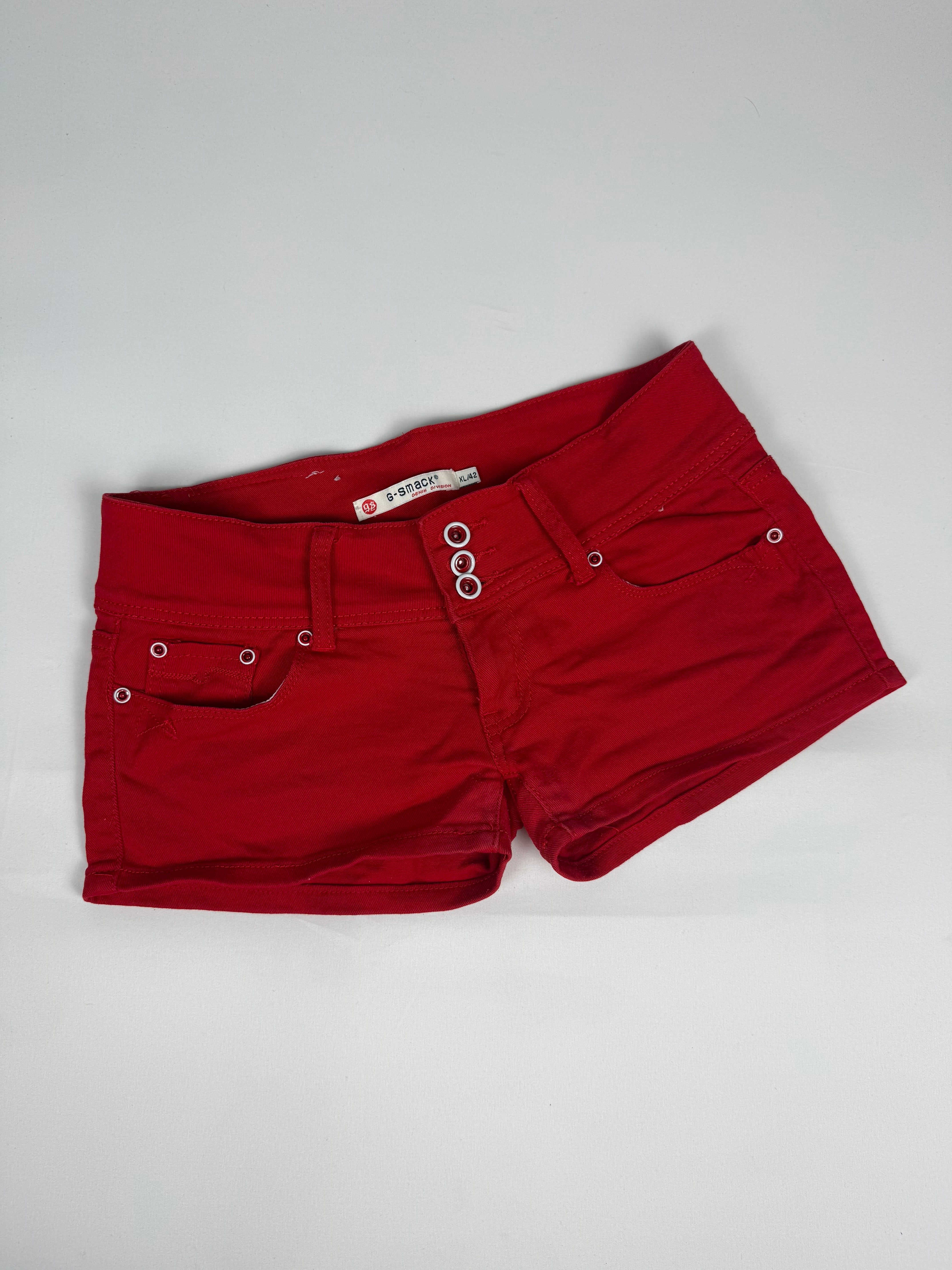 Red cotton low rise mini short (L)