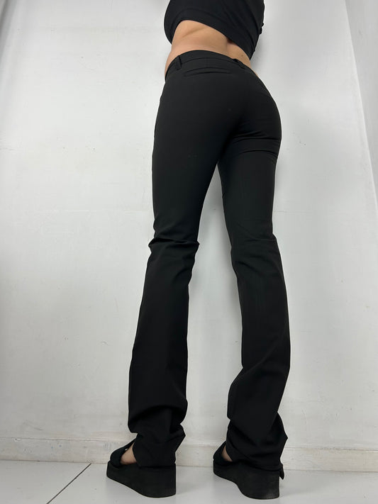 Black low waist office pants (S)