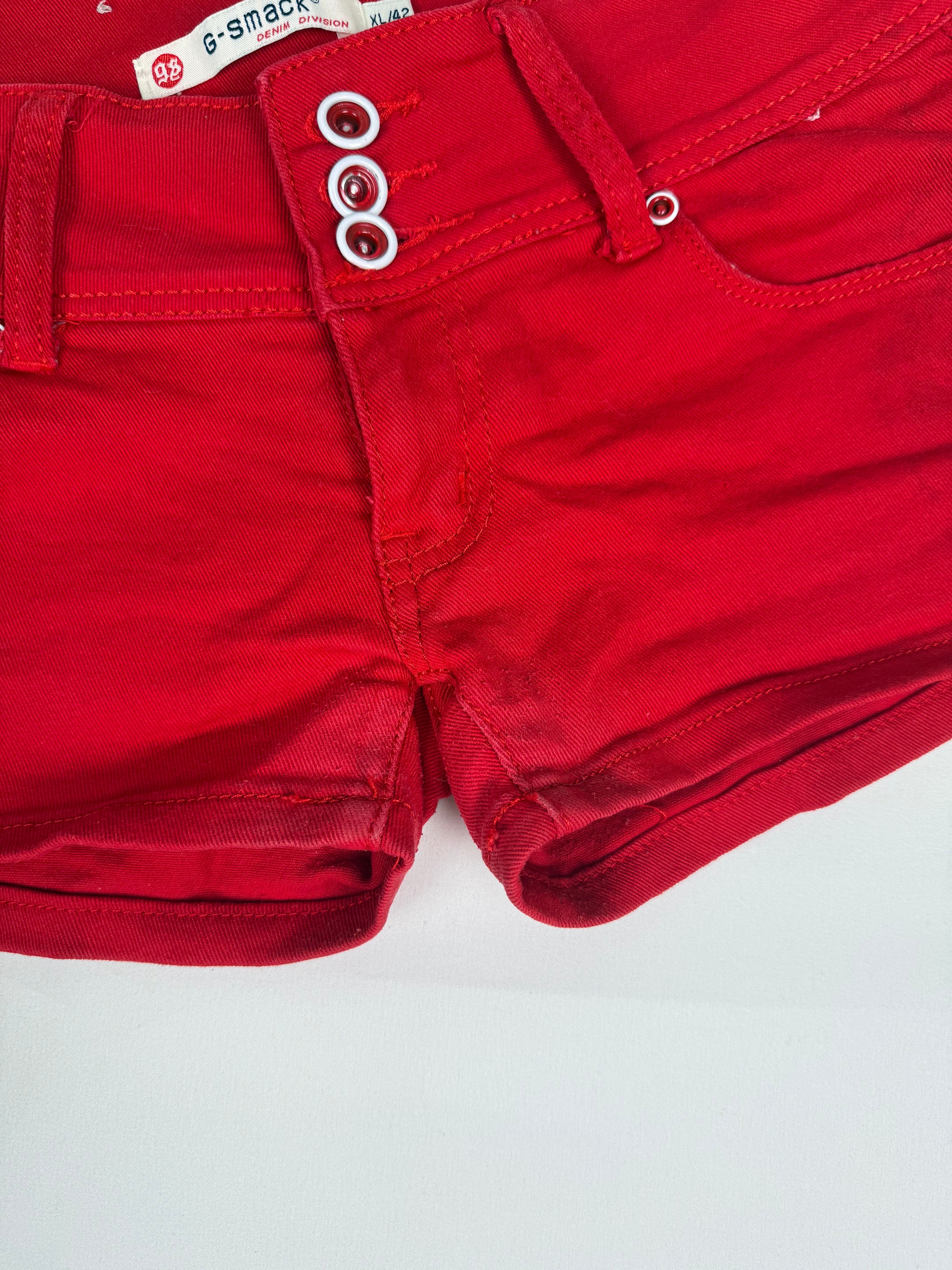 Red cotton low rise mini short (L)