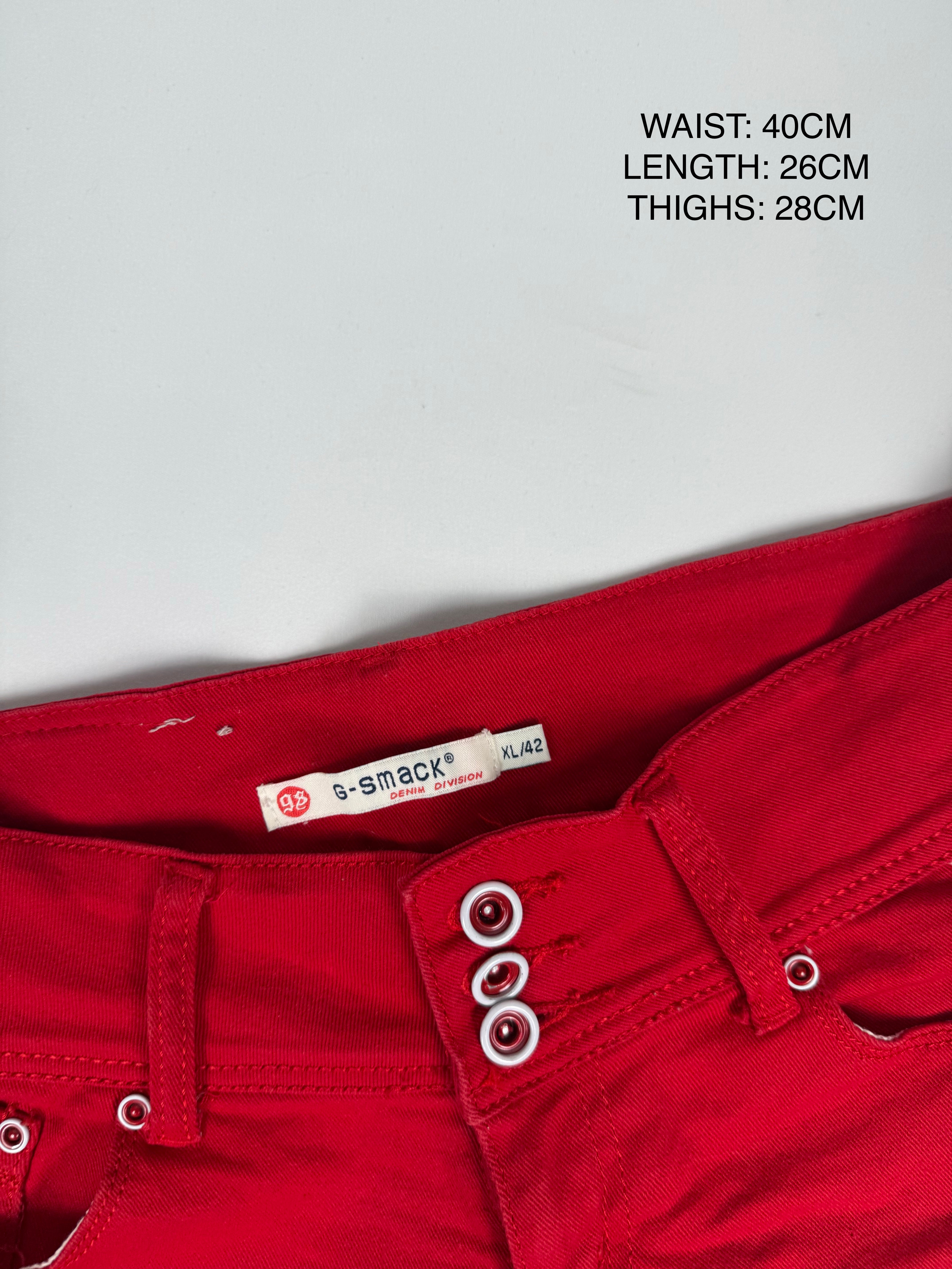 Red cotton low rise mini short (L)