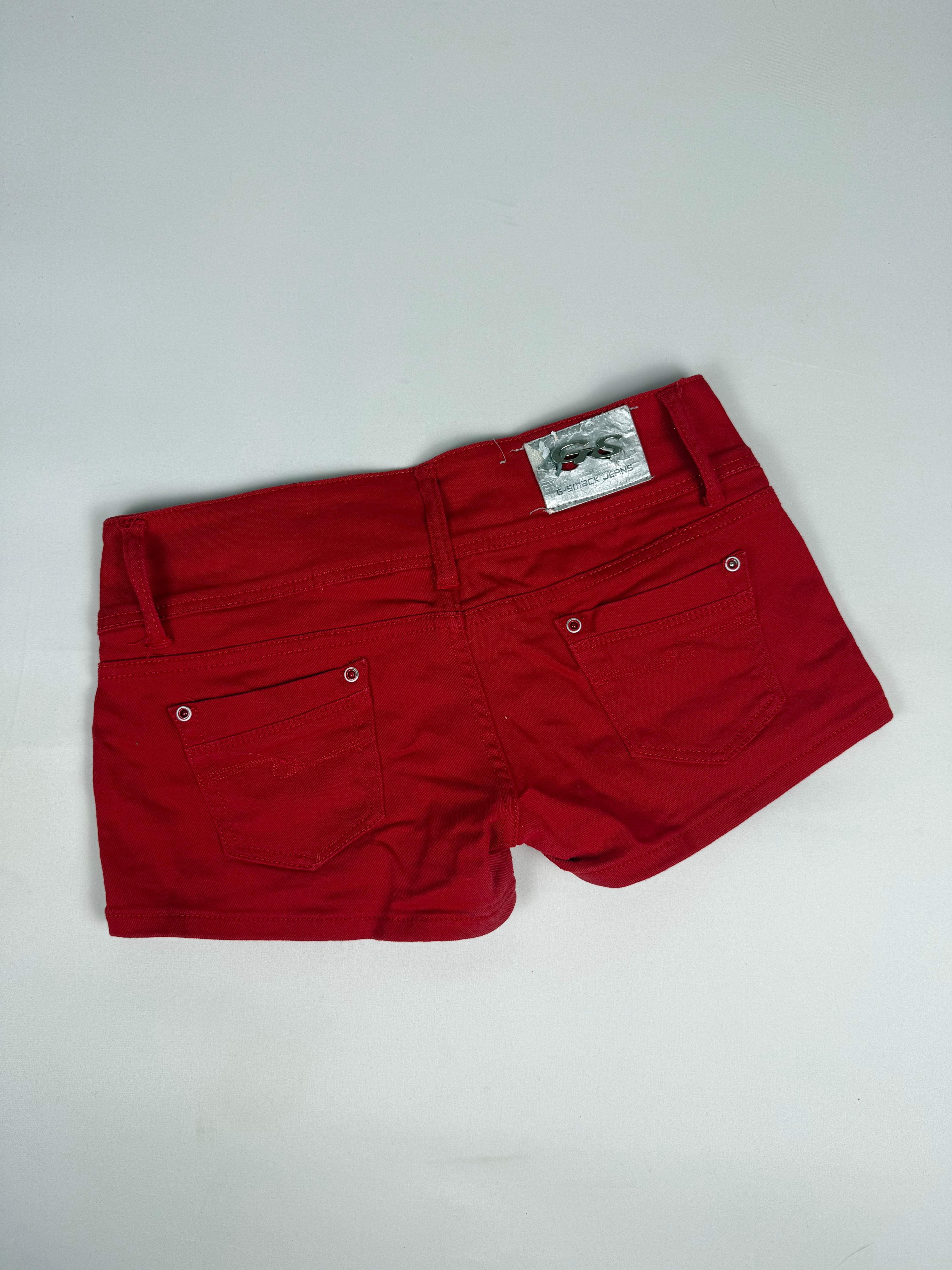Red cotton low rise mini short (L)