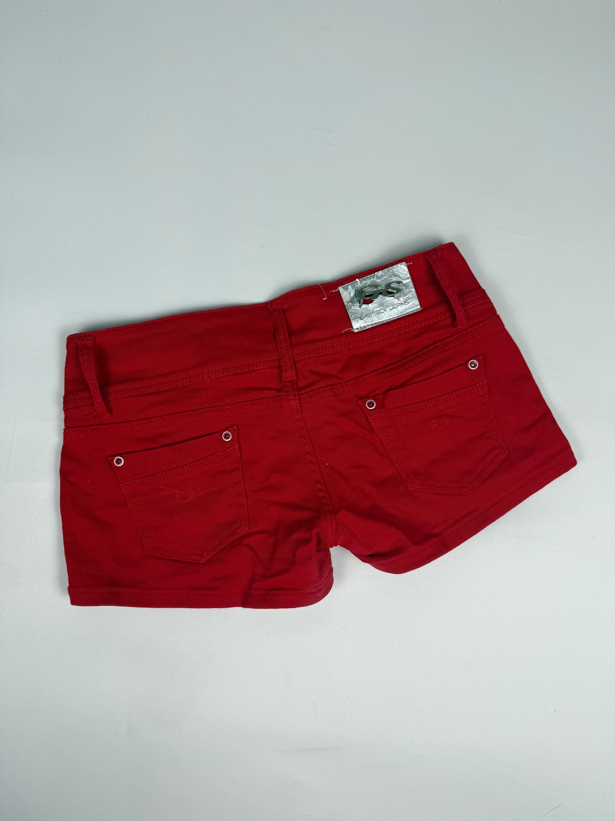 Red cotton low rise mini short (L)