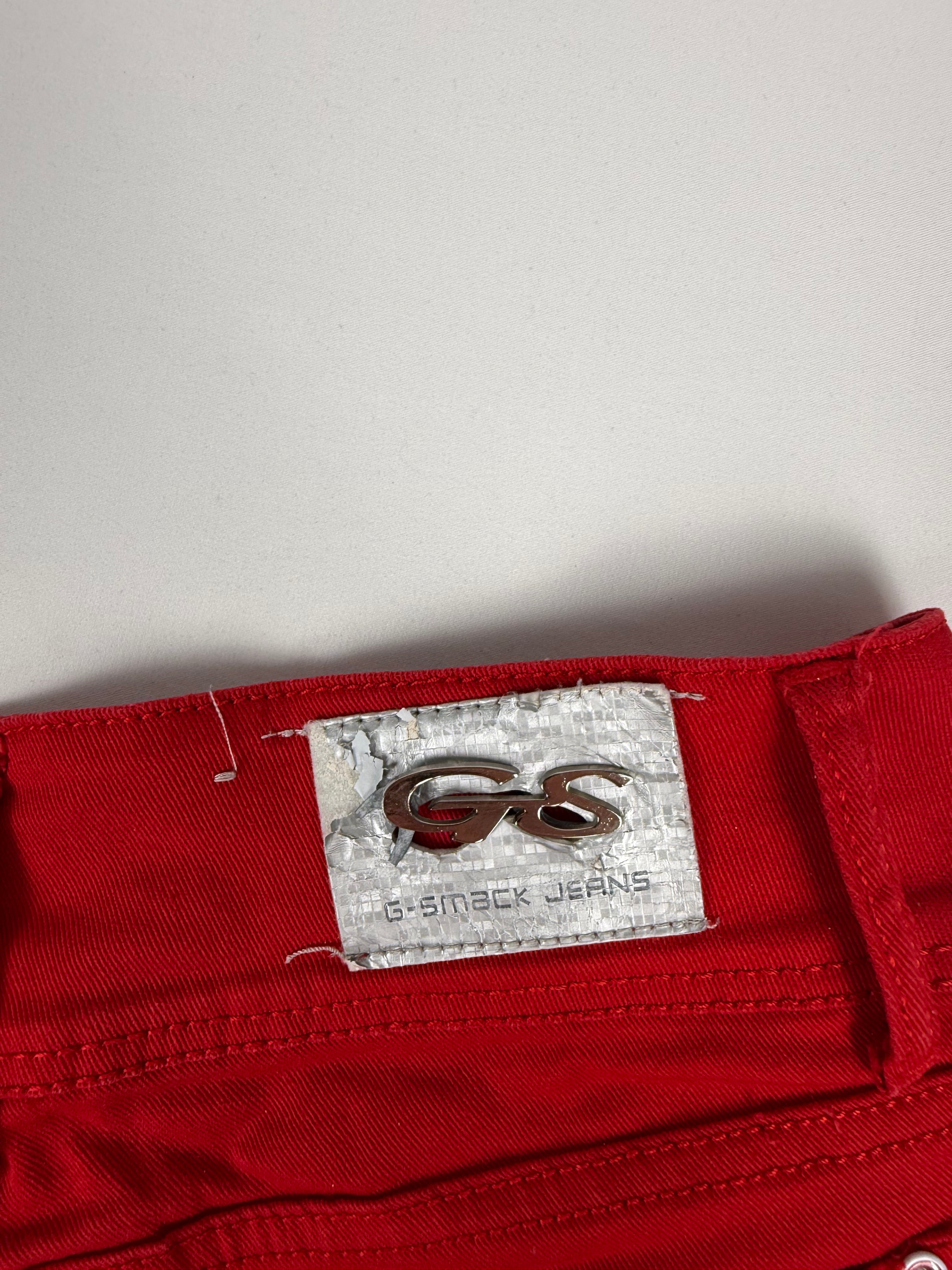 Red cotton low rise mini short (L)