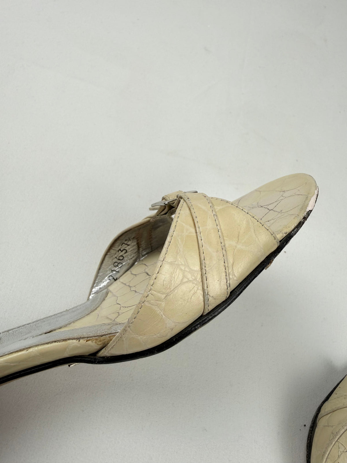Cream real leather kitten heels mules (37)