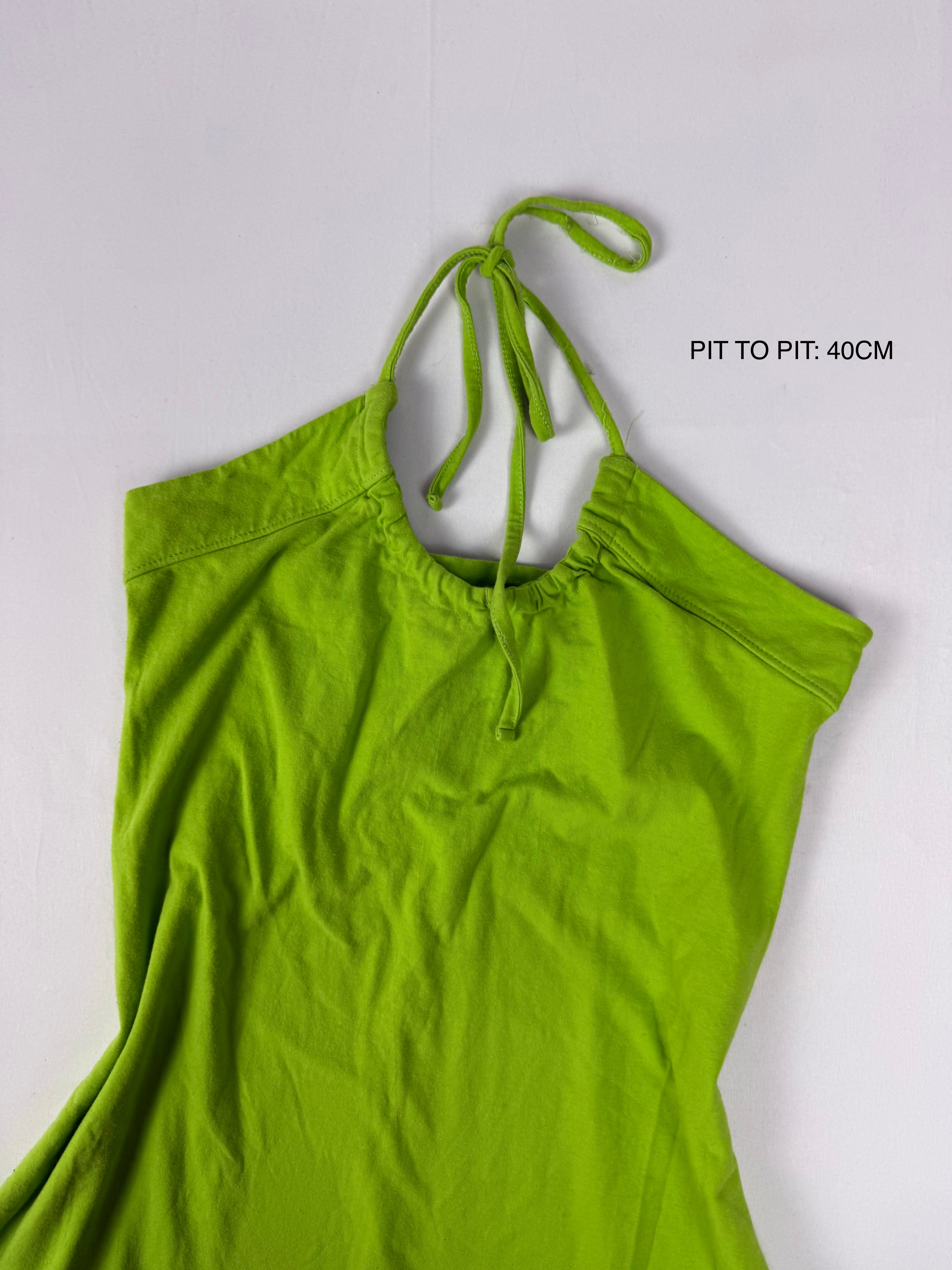 Green backless tie up mini dress (M)